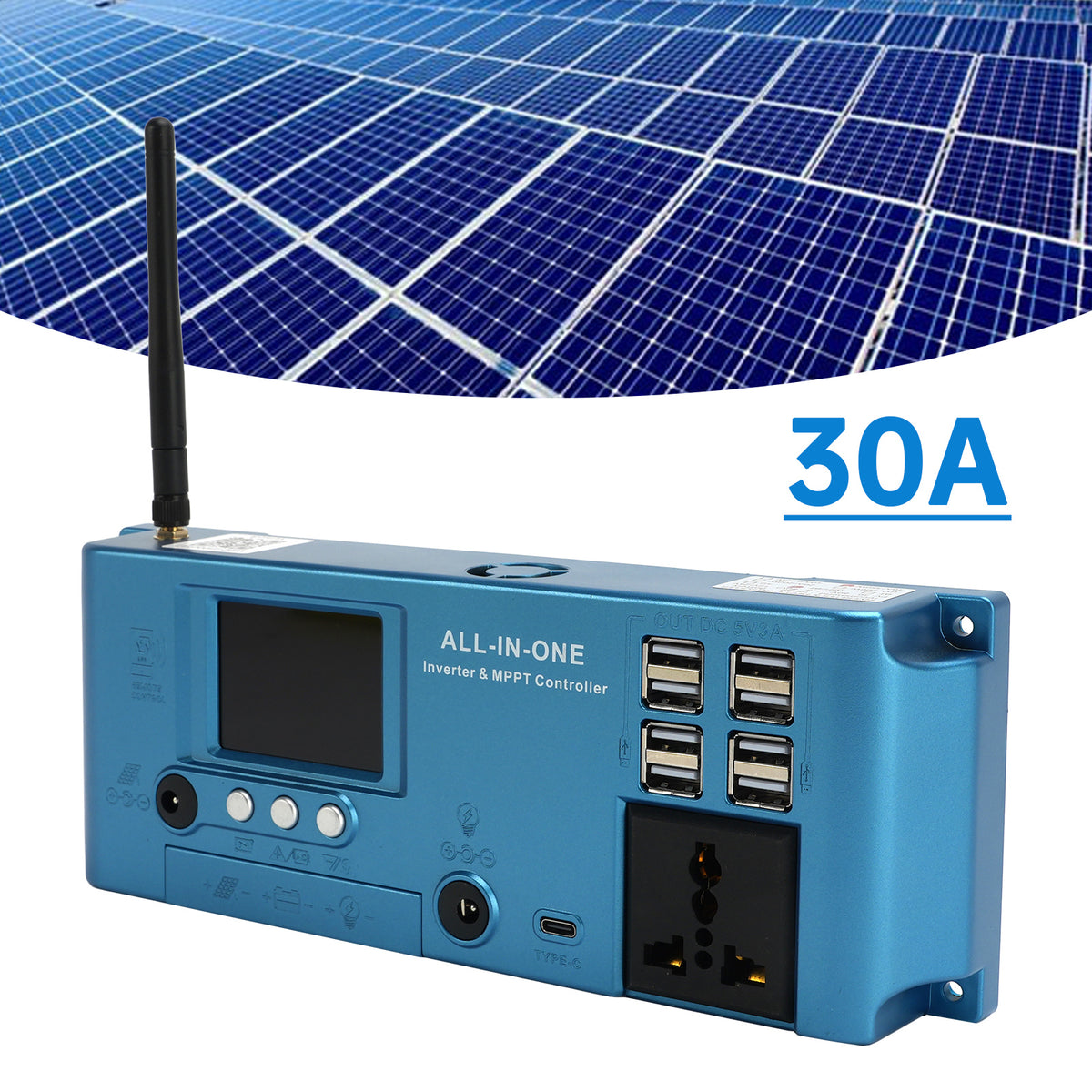 30A MPPT Off Grid Inverter Charger Combo MPPT Controller 12V/24V APP Control