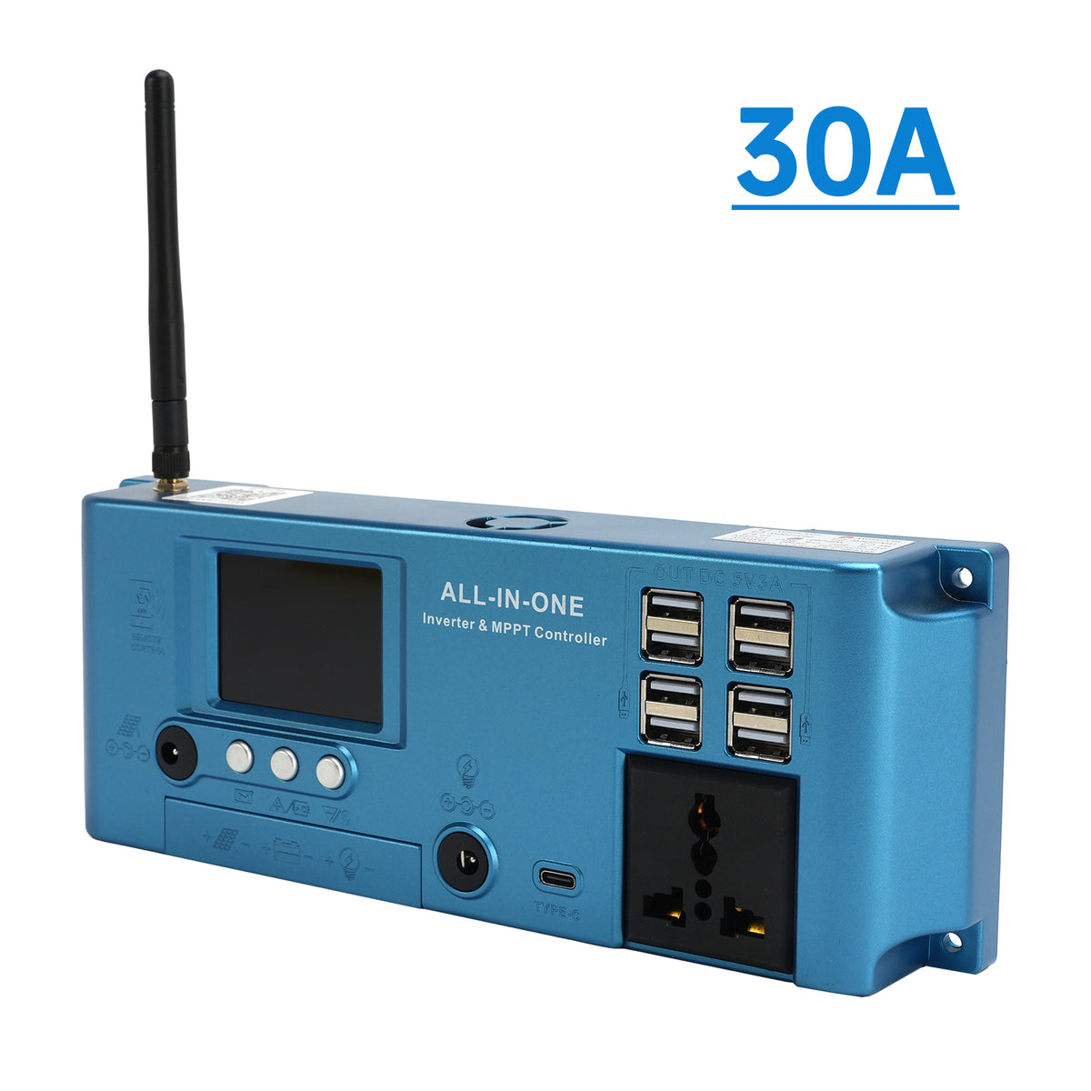 30A MPPT Off Grid Inverter Charger Combo MPPT Controller 12V/24V APP Control