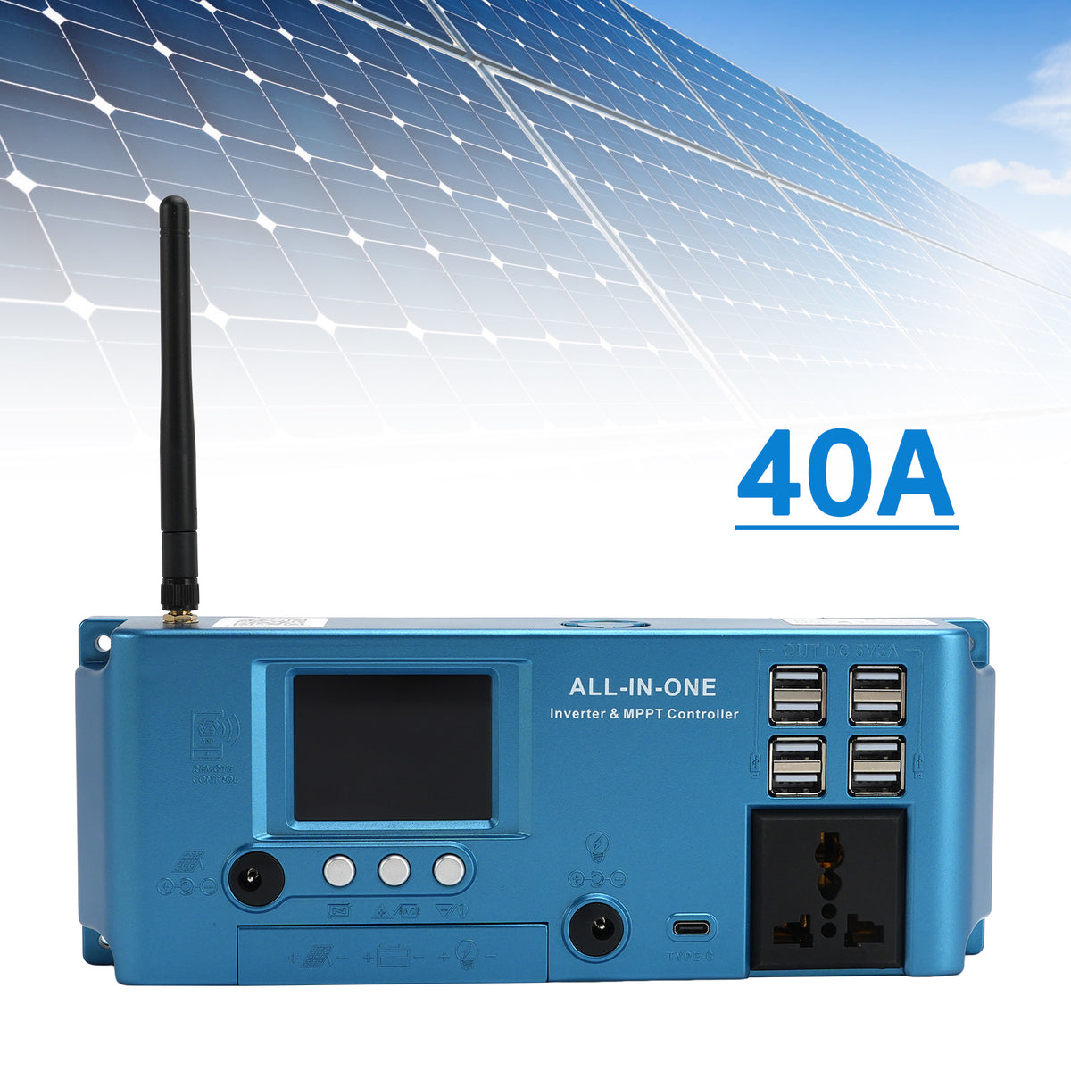 40A MPPT Off Grid Inverter Charger Combo MPPT Controller 12V/24V APP Control