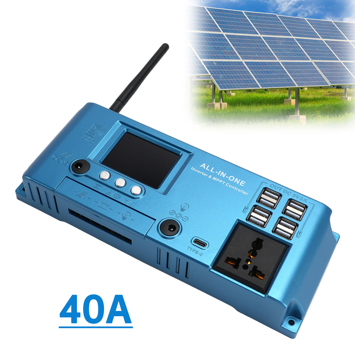 40A MPPT Off Grid Inverter Charger Combo MPPT Controller 12V/24V APP Control