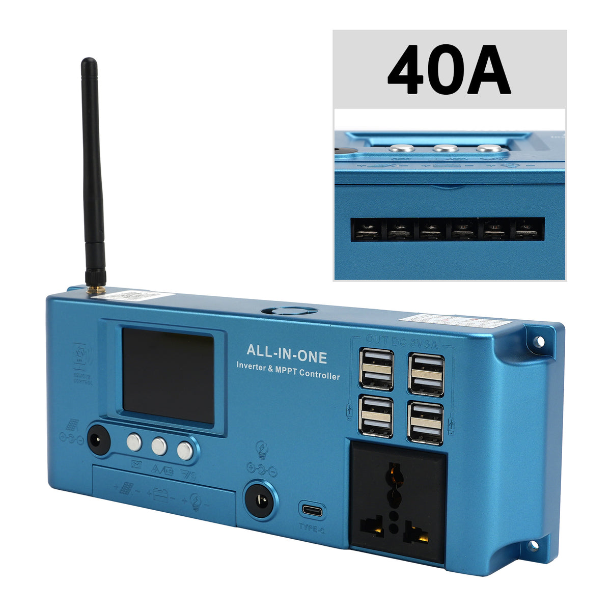 40A MPPT Off Grid Inverter Charger Combo MPPT Controller 12V/24V APP Control
