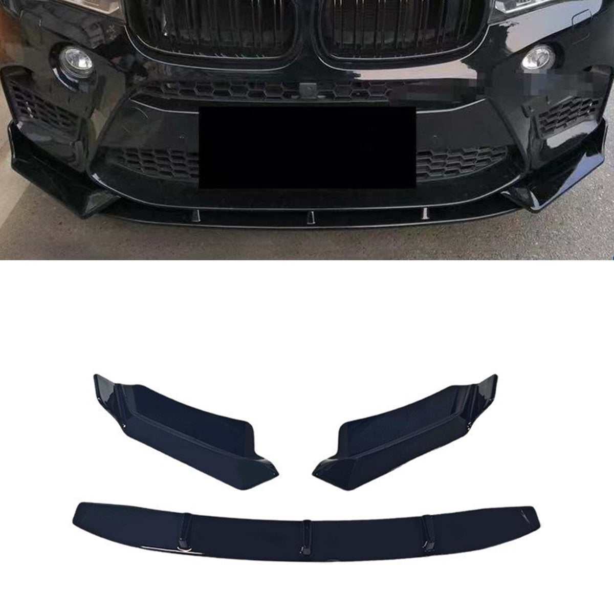 2014-2018 BMW F85 X5M SUV With M Sport Bumper Only Gloss Black Front Spoiler Lip Rear Diffuser Body Kit Generic