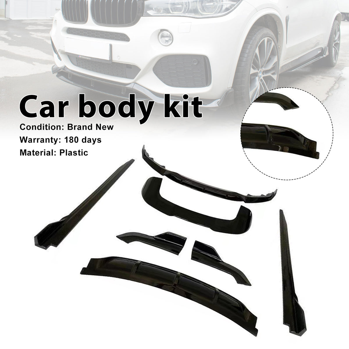 2013-2019 BMW X5 F15 With M Sport Bumper Only Gloss Black Body Kit Front Rear Diffuser Body Kit Generic