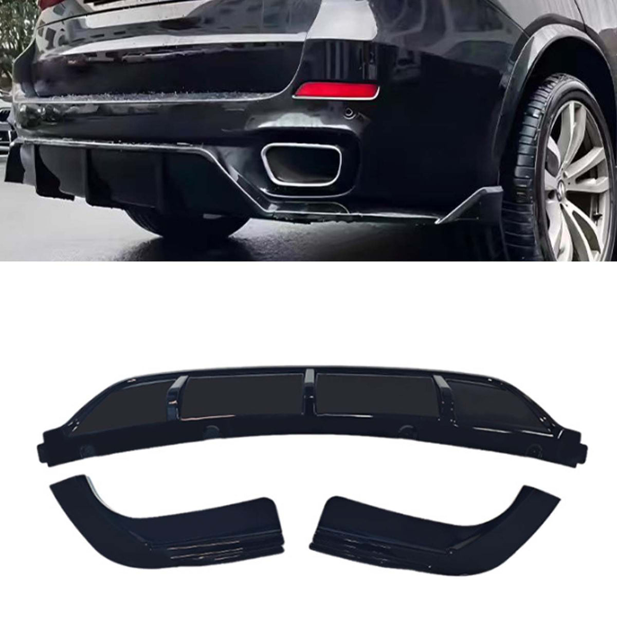 2013-2019 BMW X6 F16 With M Sport Bumper Only Body Kit Front Splitter Lip Rear Diffuser Bodykit Generic