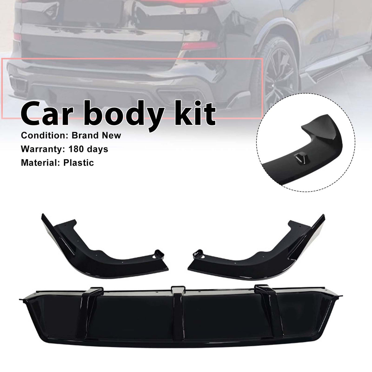 2019-2022 BMW X5 G05 Pre-LCI With M Sport Bumper Only Body Kit Front Splitter Lip Rear Diffuser Skirts Generic