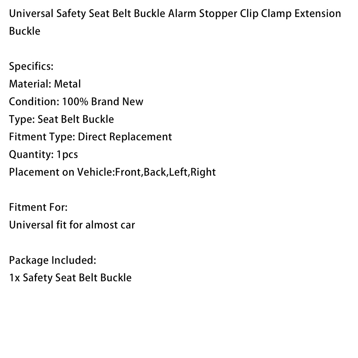 Universal Safety Seat Belt Buckle Alarm Stopper Extension Buckle