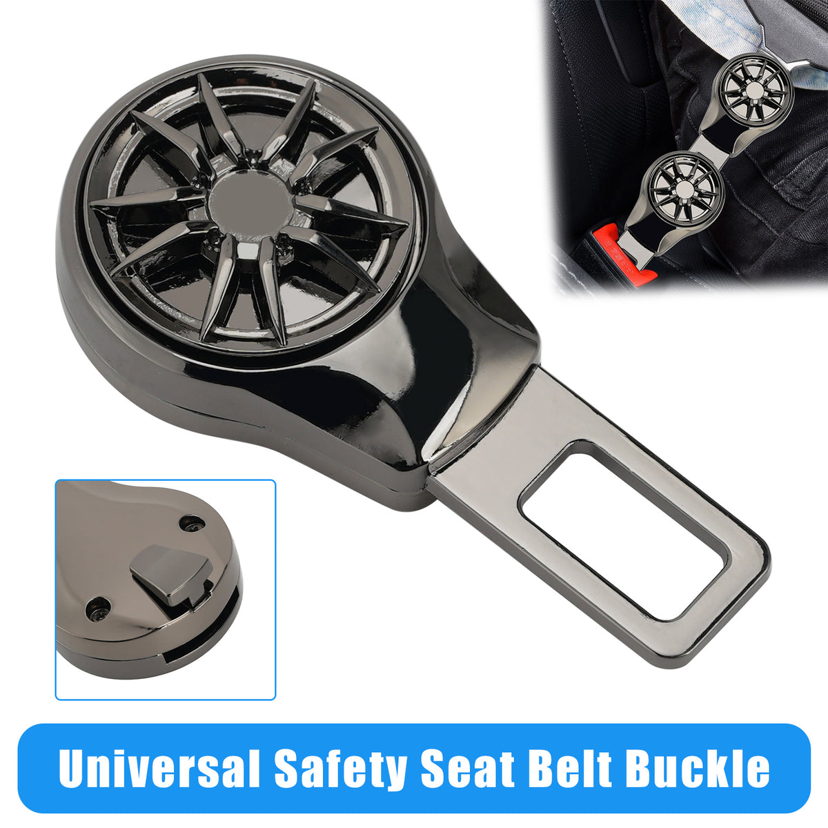 1X Universal Safety Seat Belt Buckle Alarm Stopper Clip With Hook Buckle