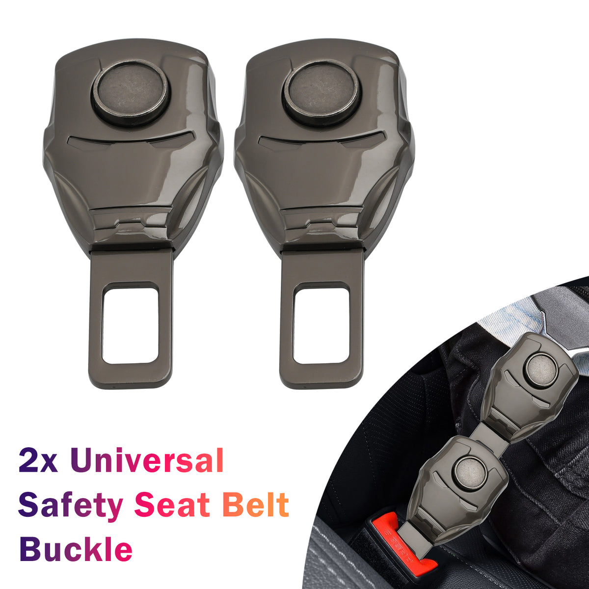 2X Universal Safety Seat Belt Buckle Alarm Stopper Extension Buckle