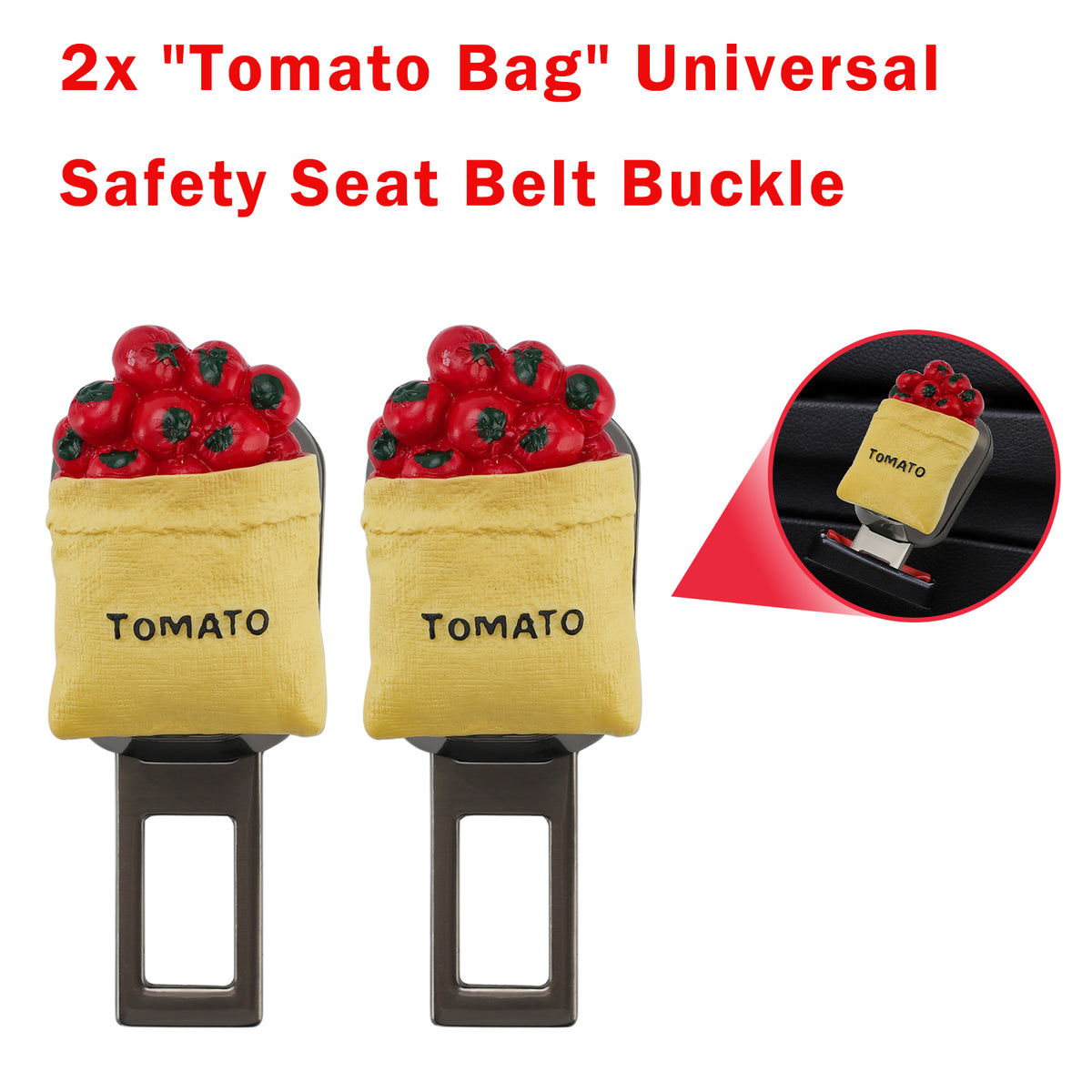 2X Tomato Bag Universal Safety Seat Belt Buckle Alarm Stopper Extension Buckle