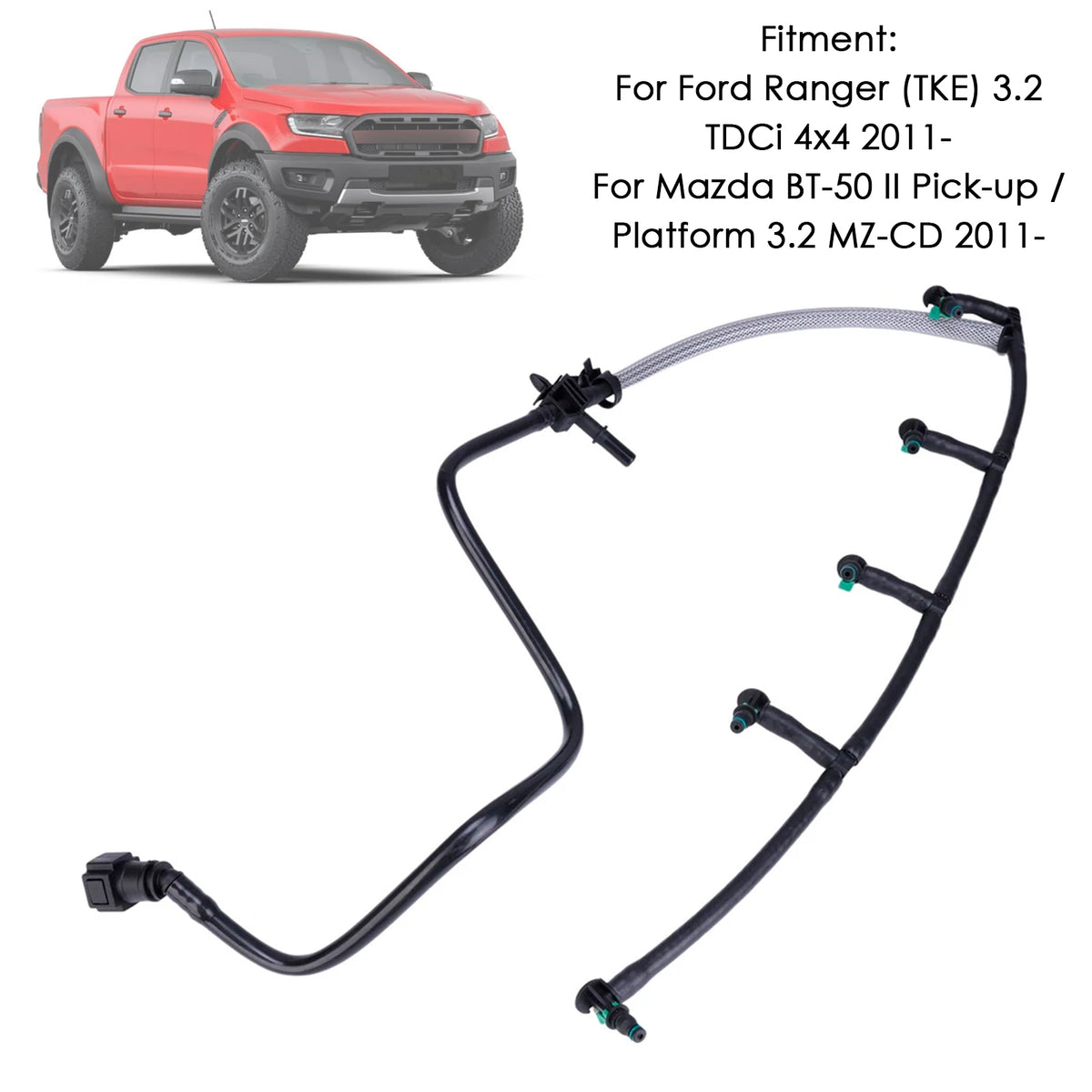 2011- Ford Ranger (TKE) 3.2 TDCi 4x4 Fuel Injector Leak Off Return Pipe BB3Q9K022BH 2215545 Generic