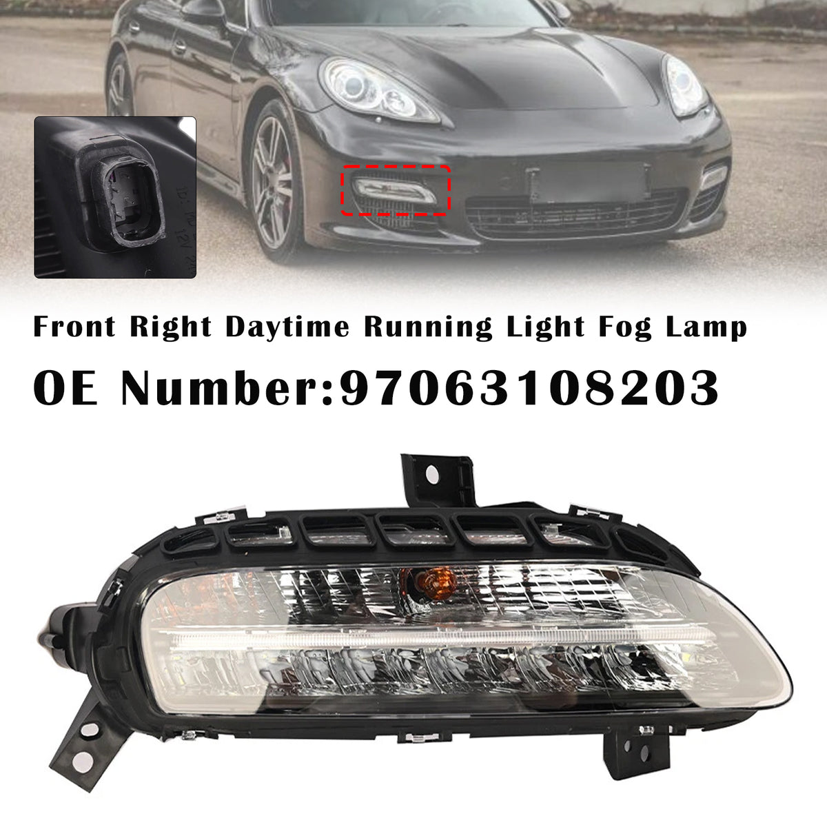 2010-2013 Porsche Paramela LED Daytime Running Light Fog Lamp 97063108203 Generic