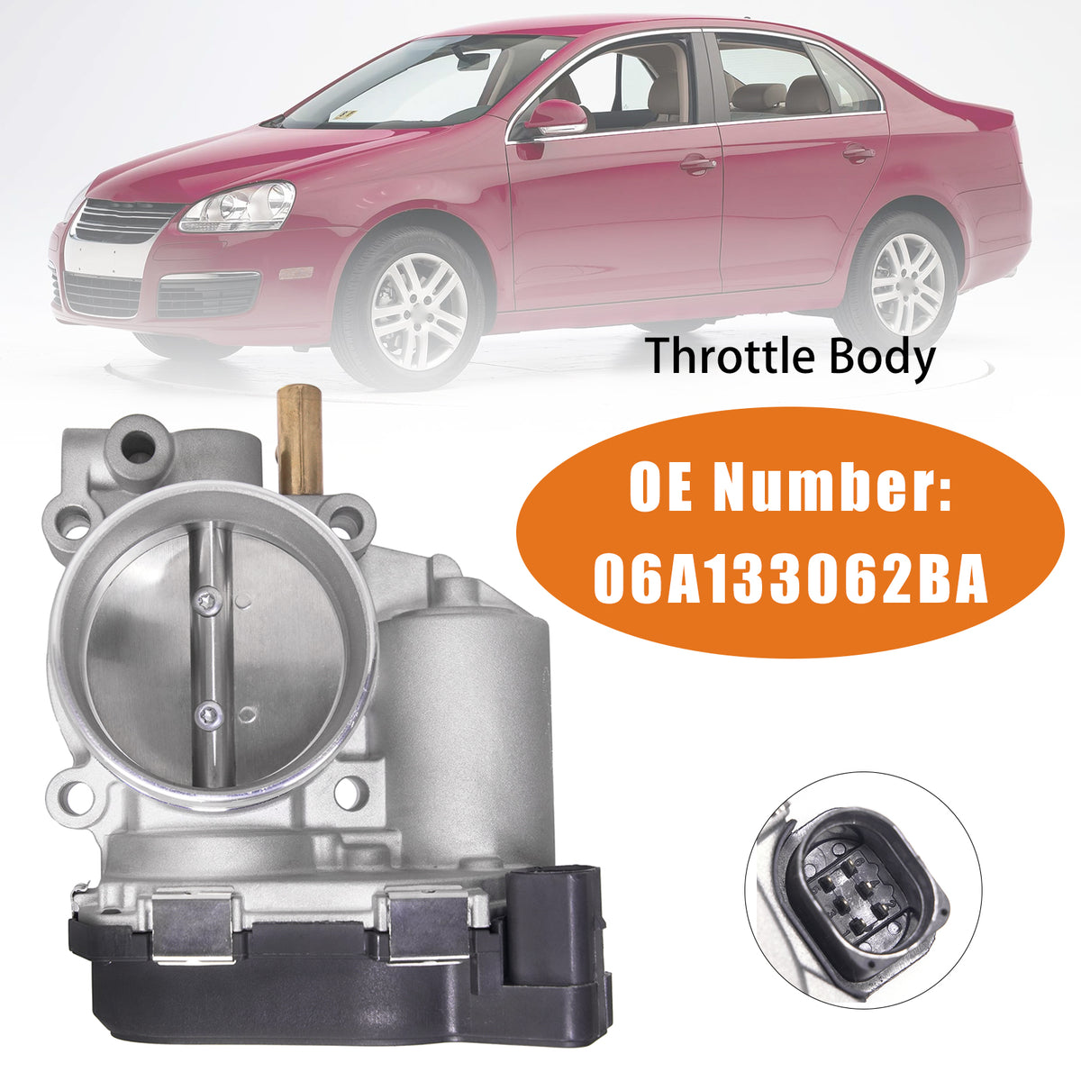 2007-2009 VW Jetta City L4 2.0L Throttle Body 06A133062BA Generic