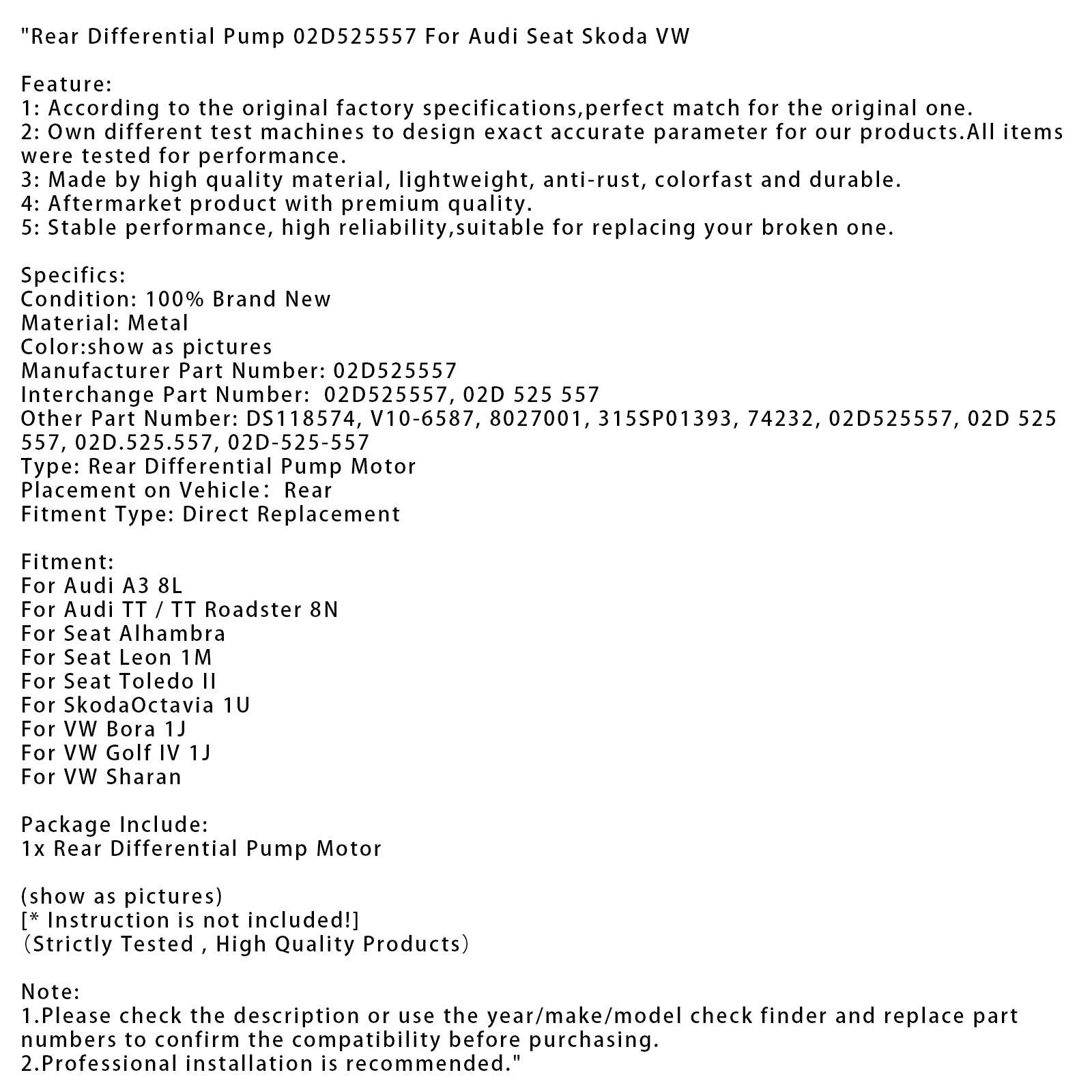 VW Golf IV 1J Pompe différentielle arrière 02d525557