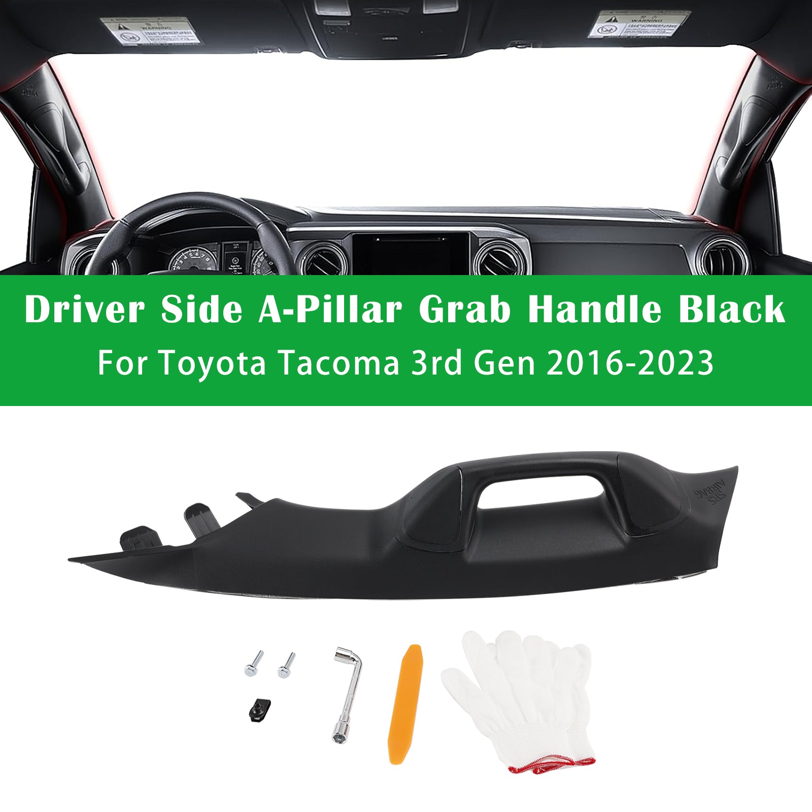 Driver Side A-Pillar Grab Handle Black For Toyota Tacoma 3rd Gen 2016-2023