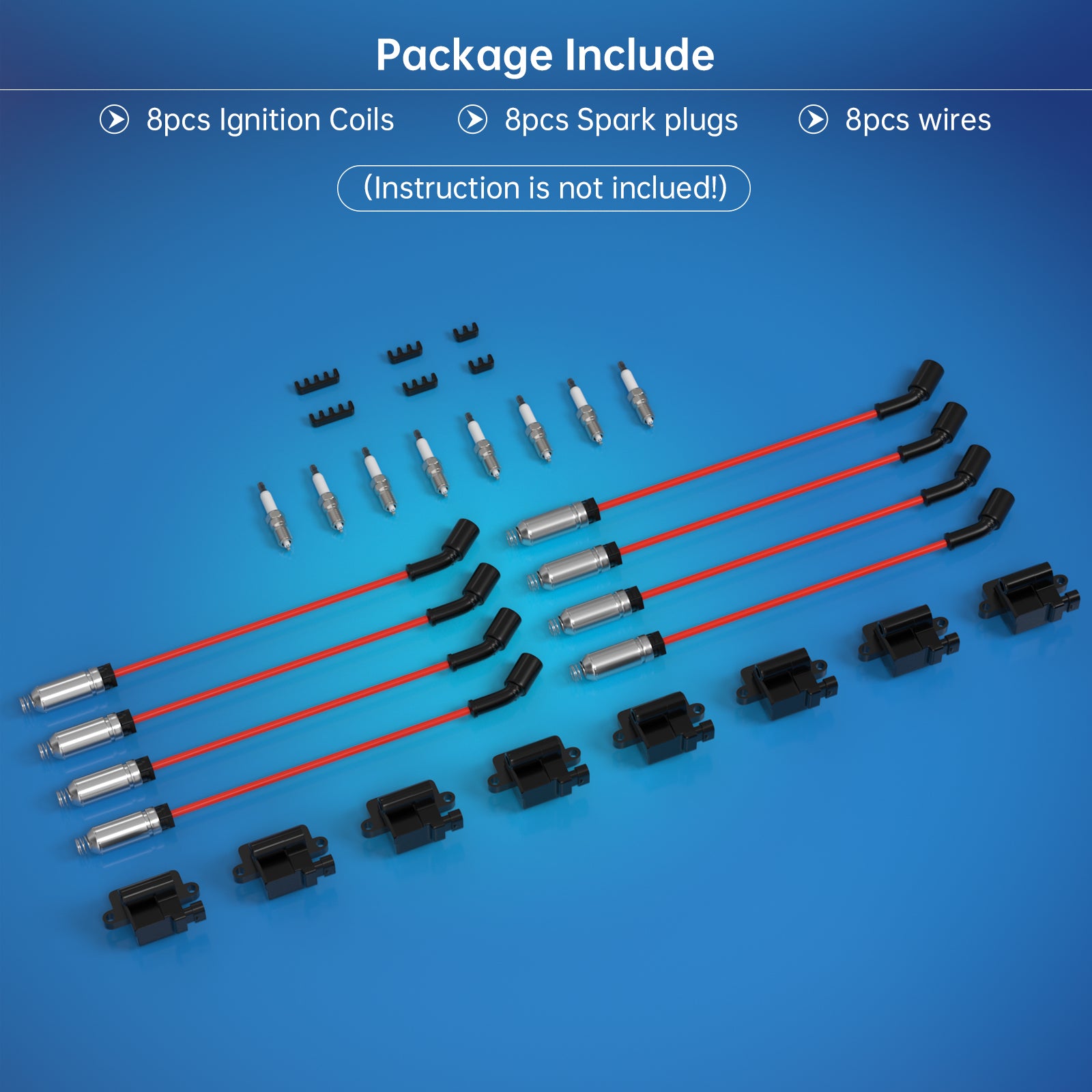 2003-2006 Chevrolet Avalanche 2500 Express 1500 8 Pack Square Ignition Coil & Spark Plug Wire