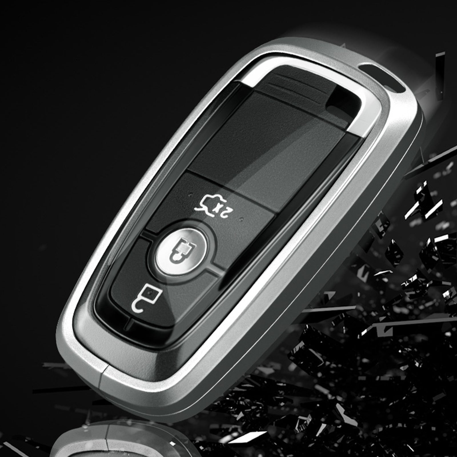 Aluminum Alloy TPU Black Car Key Case Cover With Buckle For Ford