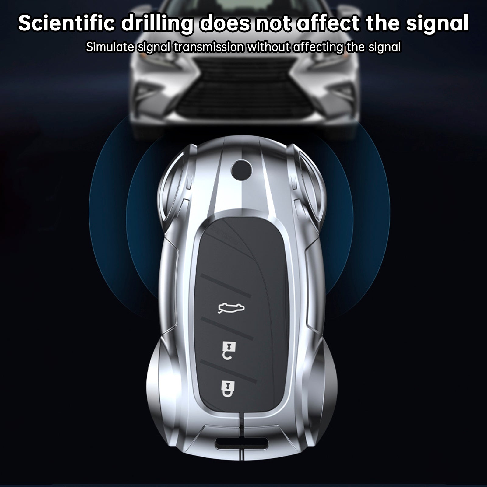 Leather Alloy Zinc Car Key Silvery Case Cover For Lexus ES260h/RX350h/LS500h