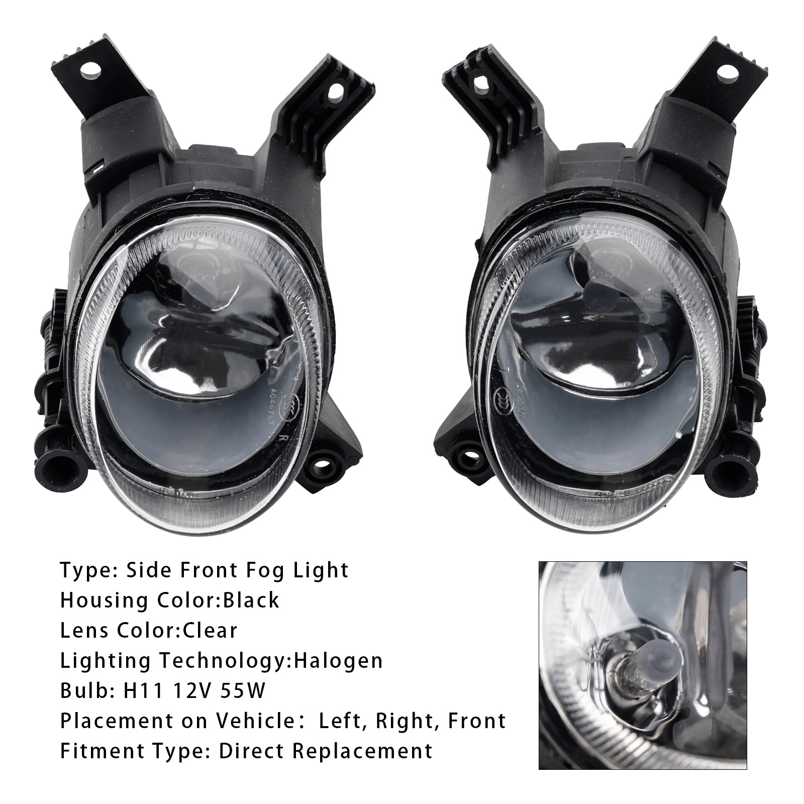 Pair Front Bumper Fog Light Lamps For Audi A3 2003-2013 A4 B7 2004-2008