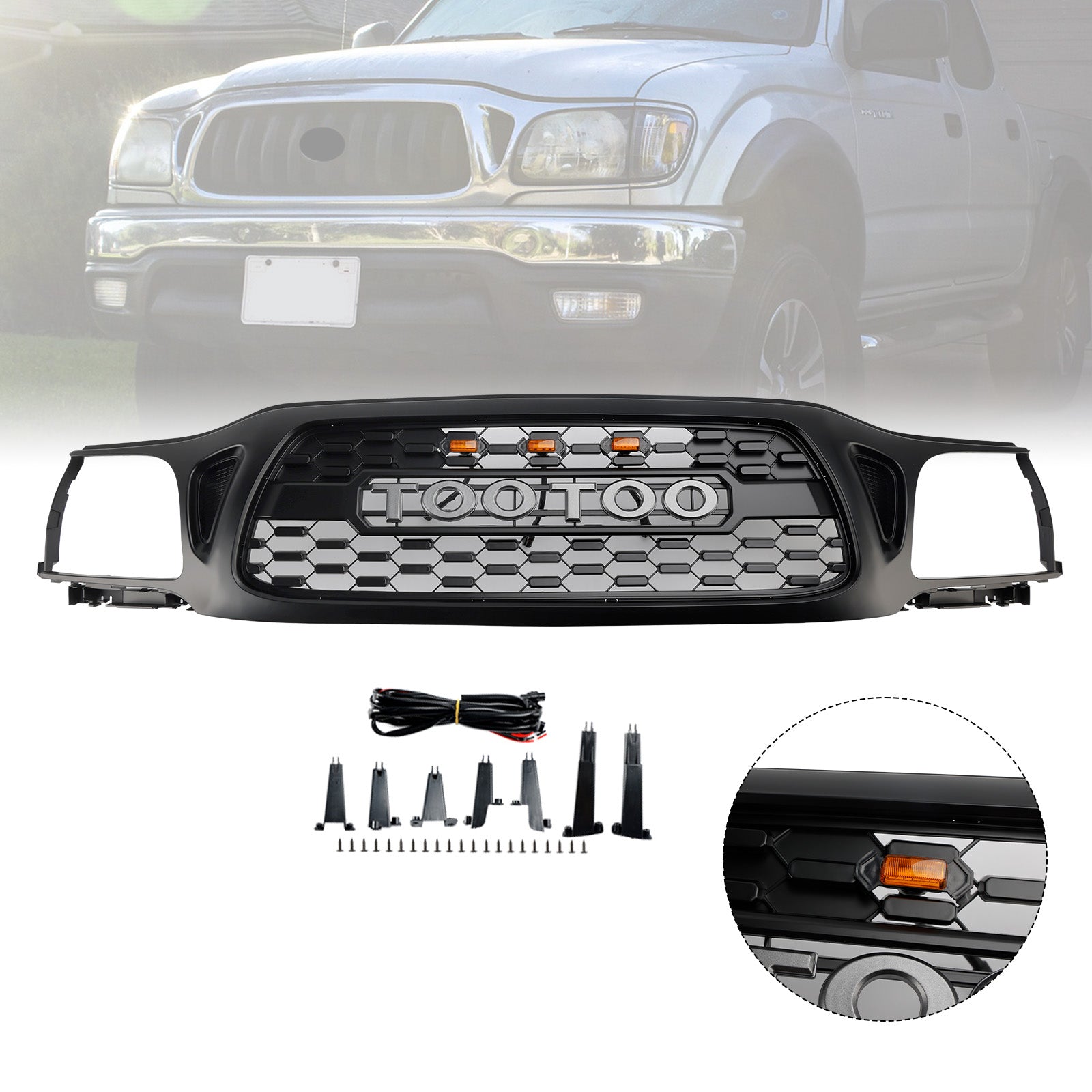 Honeycomb Front Bumper Grille Grill Fit Toyota Tacoma 2001-2004 TRD PRO