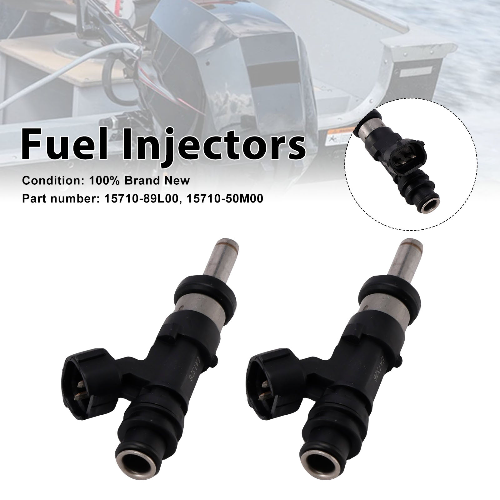 2PC 15710-89L00 Fuel Injectors 15710-50M00 For Suzuki Outboard 15HP 9.9HP 20HP
