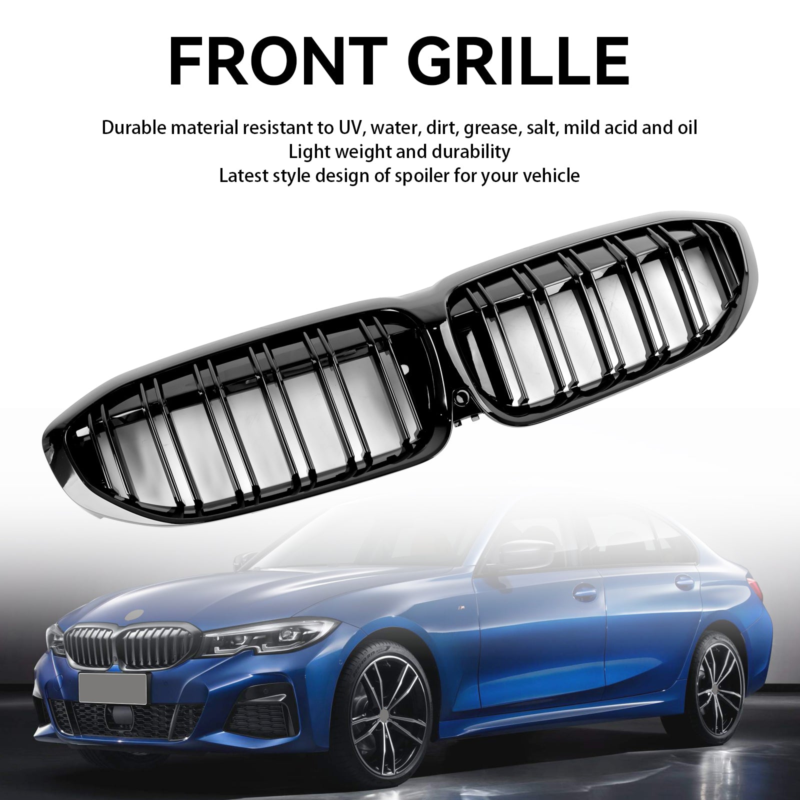 2019-2022 BMW Série 3 G20 G28 Grille de calandre à double lattes noire 51138072085