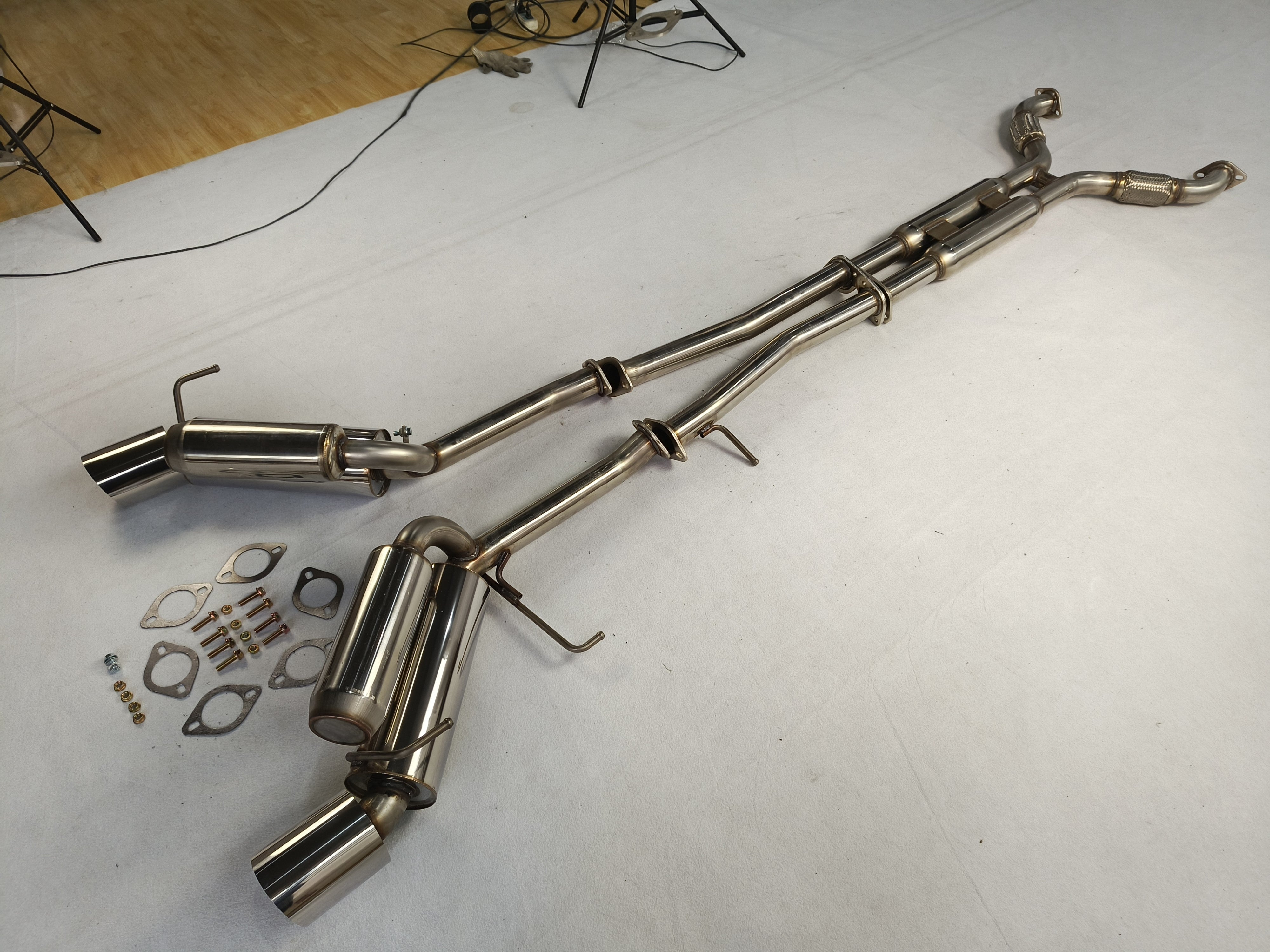 4.5" Système d'échappement Catback à embout de silencieux roulé pour Nissan 350Z G35 03-07 Coupé Dual