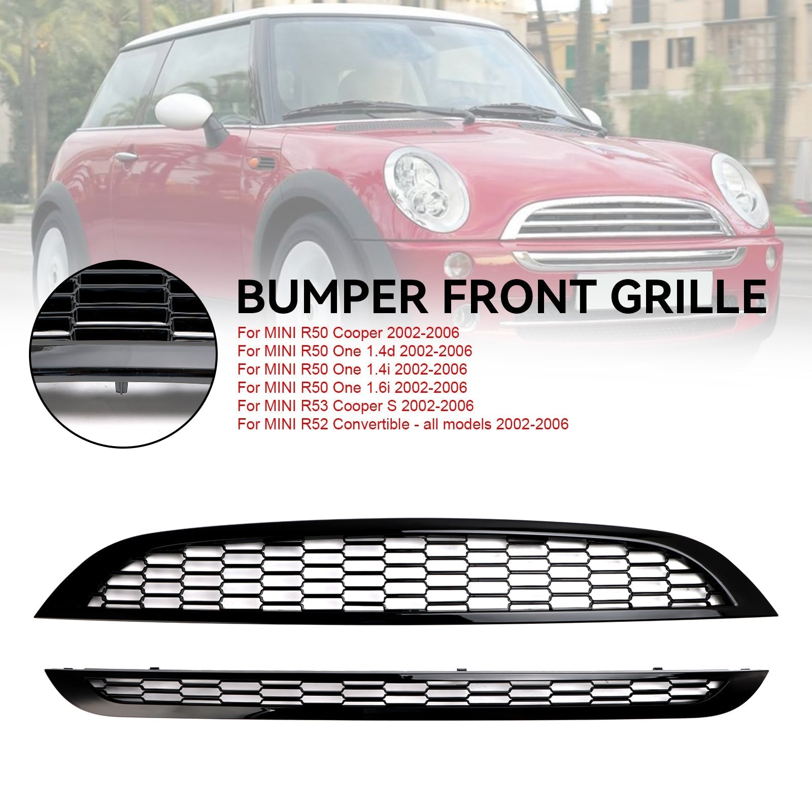 2002-2006 MINI R50 Cooper Honeycomb Mesh Front Grill Grille 2PCS