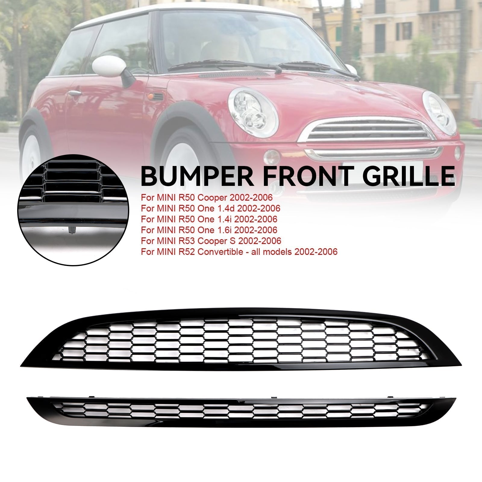 2002-2006 MINI R50 One 1.4i Honeycomb Mesh Front Grill Grille 2PCS