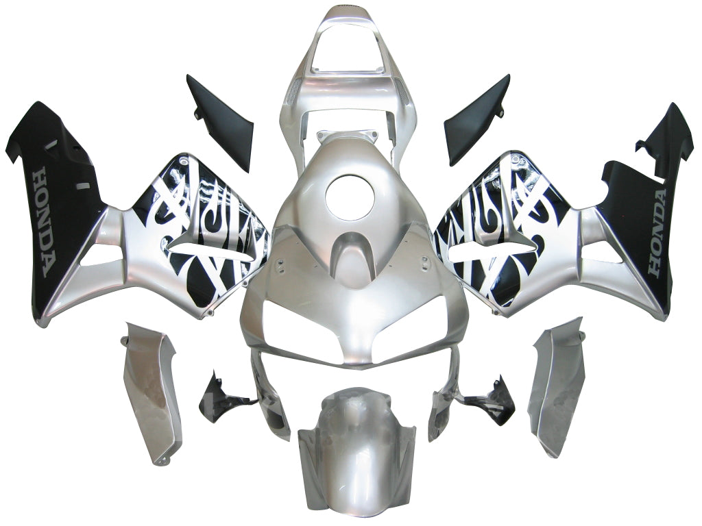 2003-2004 Honda CBR 600 RR Silver & Black Flame Racing Fairings Generic