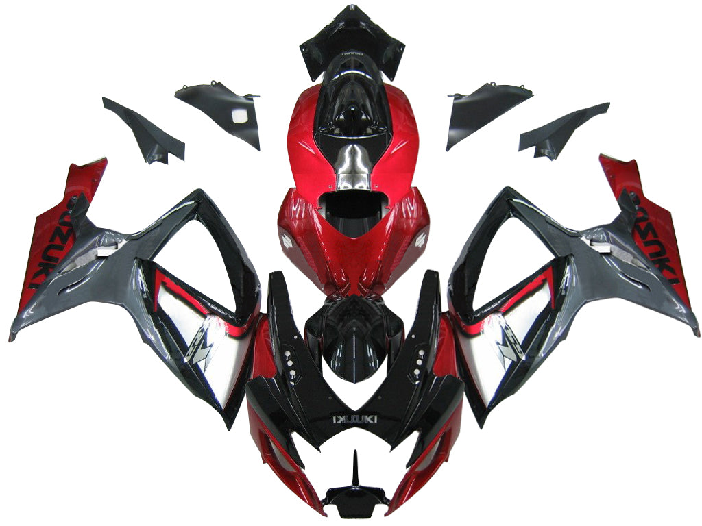 2006-2007 Suzuki GSXR 600 750 Red Silver Black GSXR Racing Fairings Generic