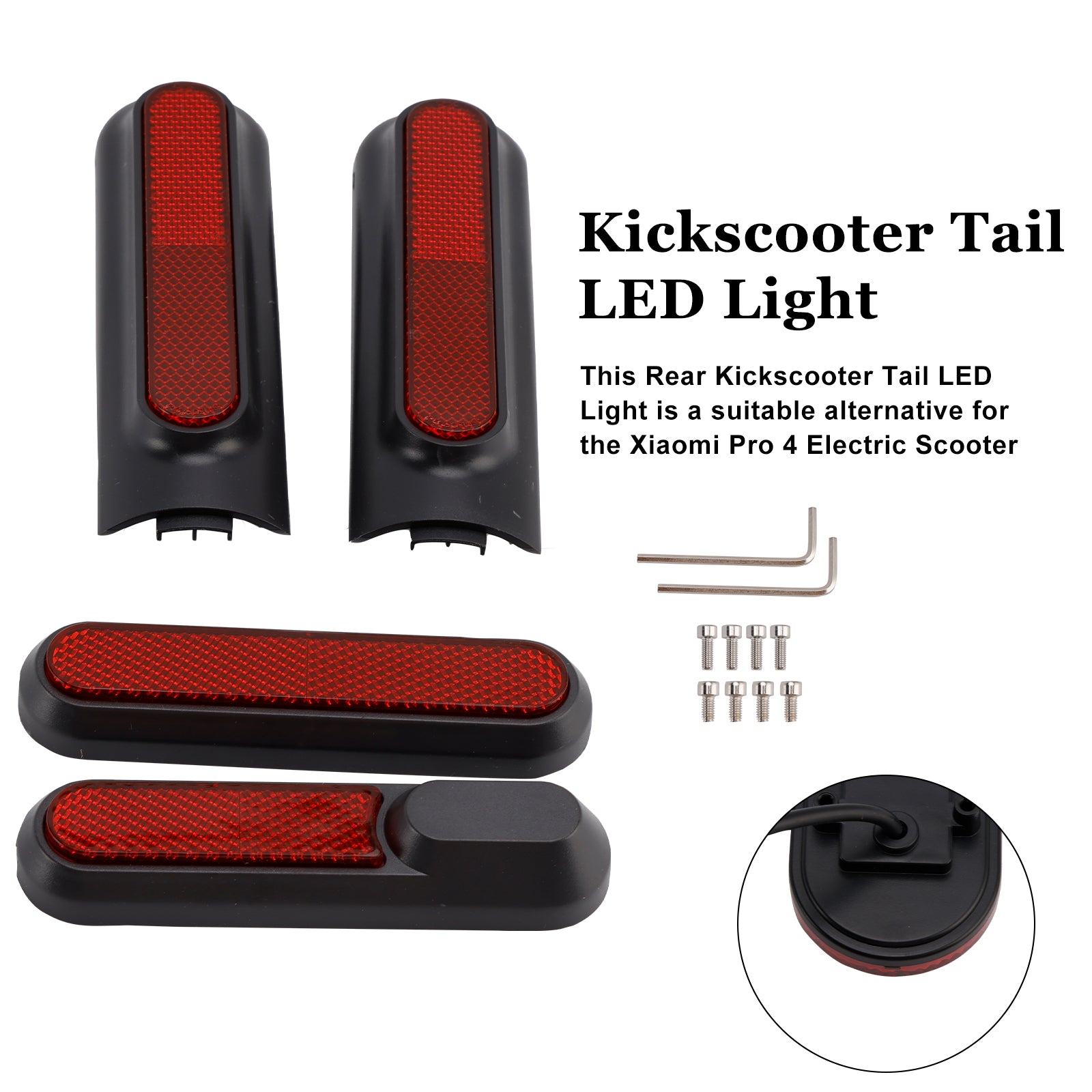 Conjunto de 4 tampas laterais de scooter com refletor traseiro para Xiaomi 4 Pro (1ª geração)