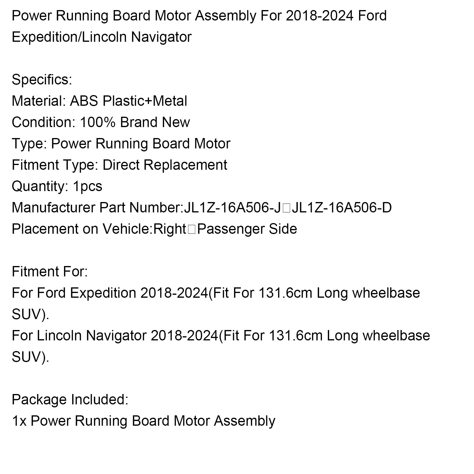 2018-2024 Ford Expedition Navigator Power Running Board Motor JL1Z-16A506-D