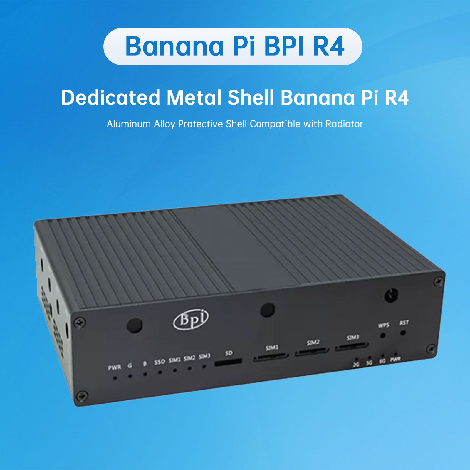 Banana Pi R4 Speciale metalen behuizing Beschermende schaal van aluminiumlegering met radiator