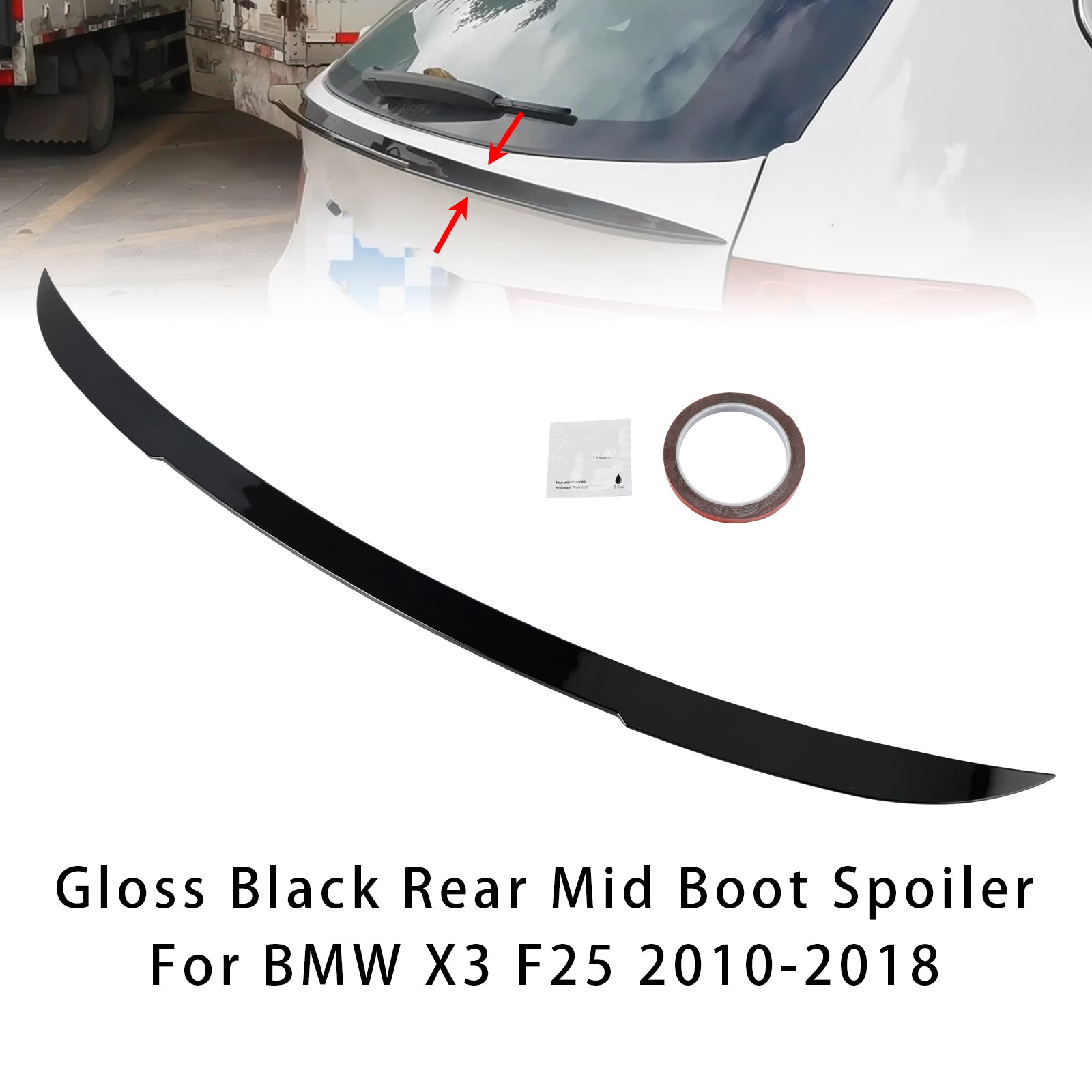 2010-2018 BMW X3 F25 Gloss Black Rear Mid Boot Spoiler