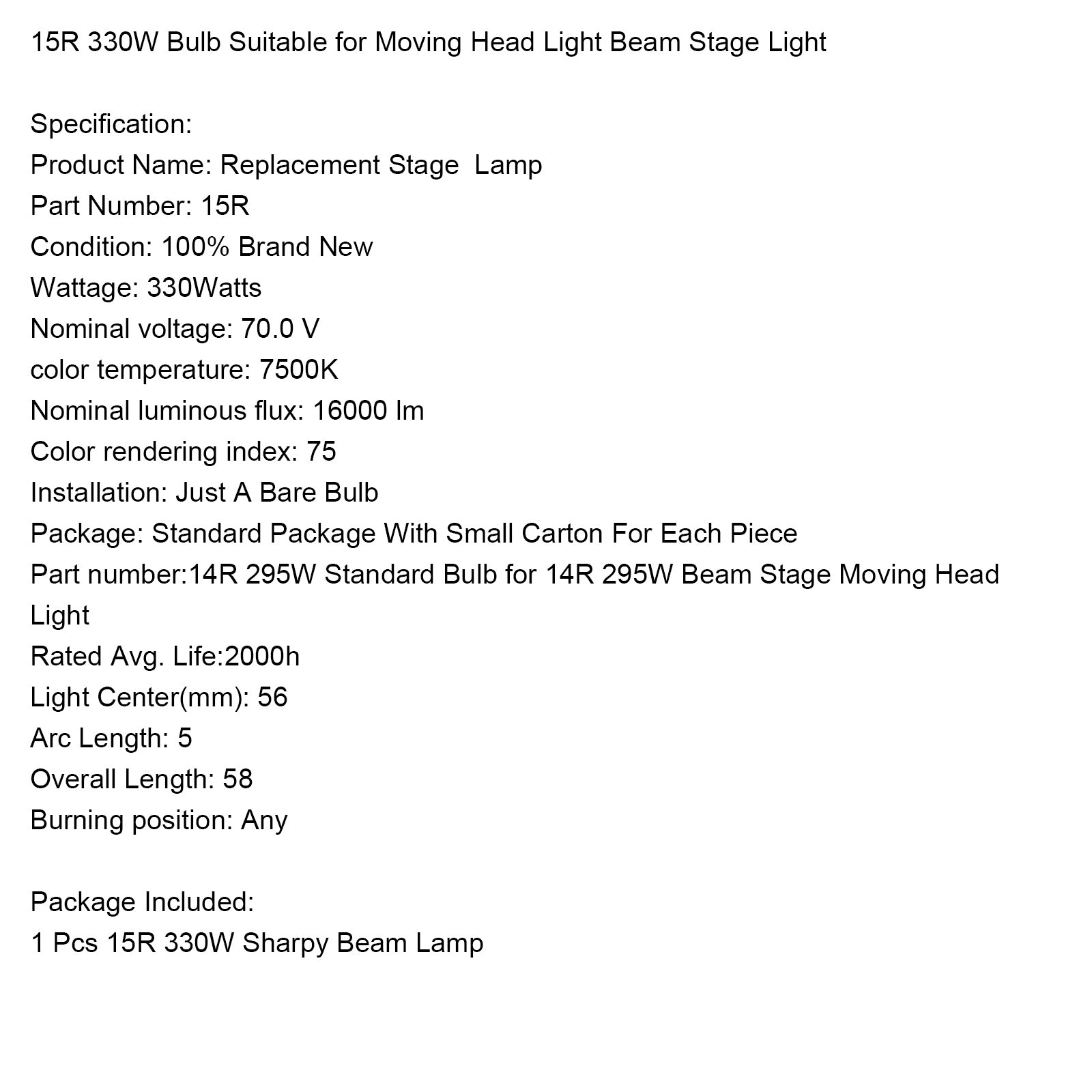 MSD 20R 440W lampe Sharpy faisceau tête mobile ampoule de remplacement éclairage de spectacle de scène