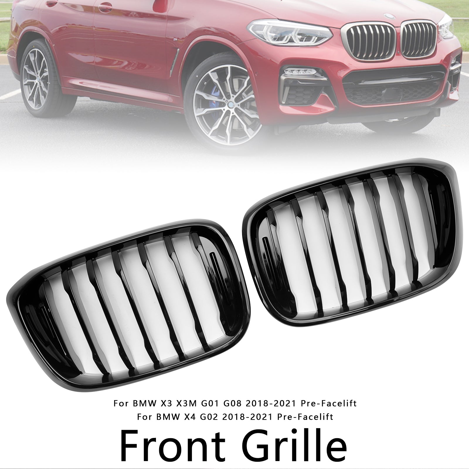 2018-2021 BMW X4 G02 X3 G01 G08 Gloss Black Front Kidney Grille Mesh Grill 51138469959