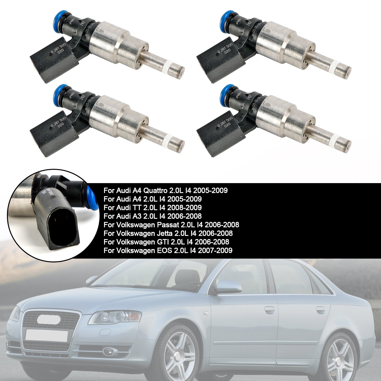 4PCS Fuel Injector 06F906036A Fit Audi A3 A4 A6 Fit VW Golf Passat 2.0 Tfsi