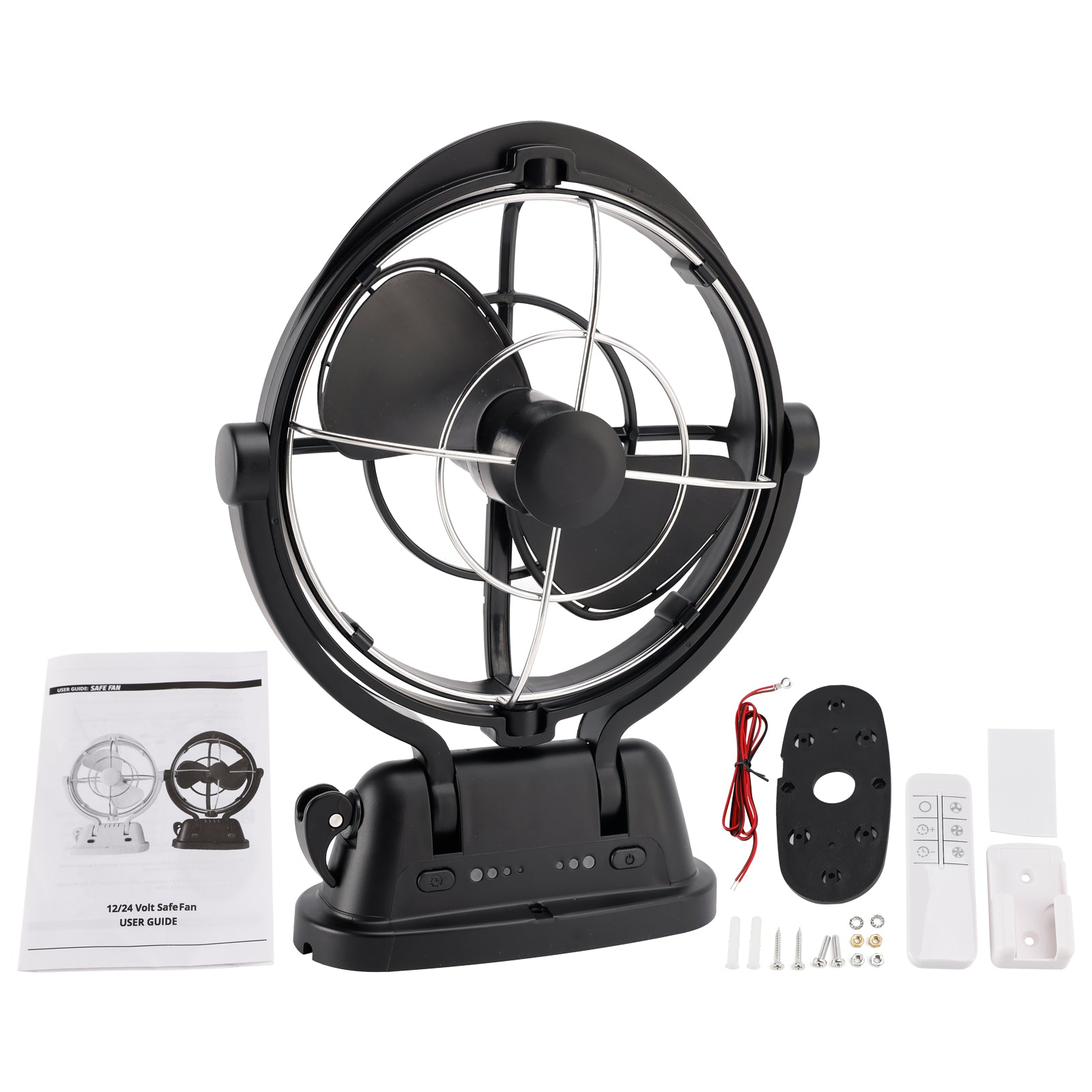 12V/24V Auto-Sensing Low-Power Draw Fan For Boats and RV Black