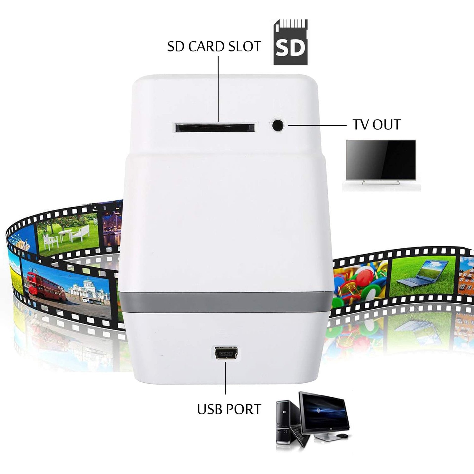 22MP Old Film Negative Film Slide Scanner Converts 126KPK/135/110/Super 8 Films