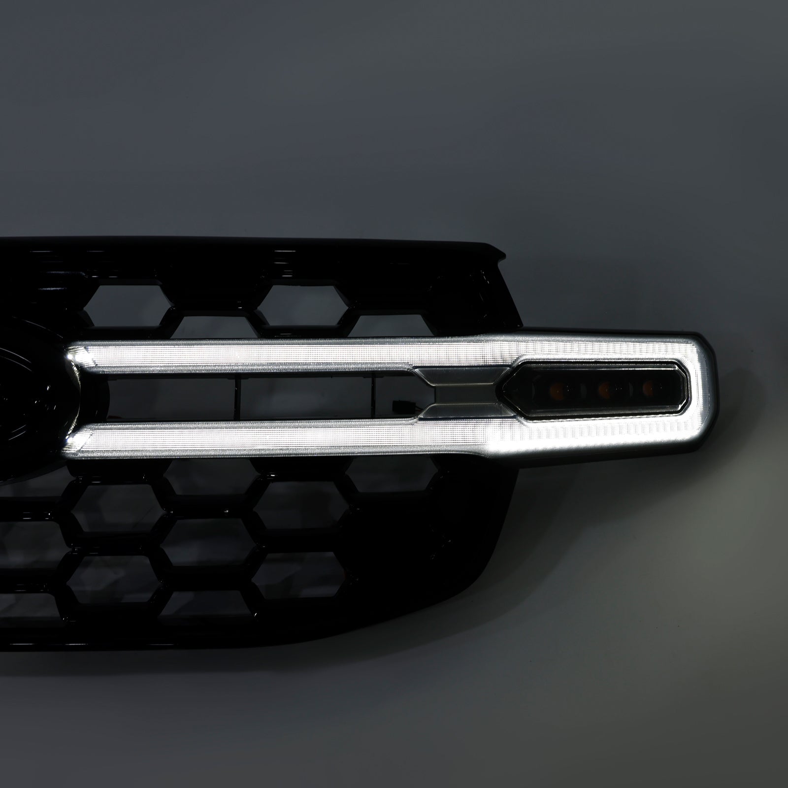 Front Bumper Grille Grill Fit Ford Ranger Everest Next Gen Wildtrak 2023-2024 (med hvit LED)