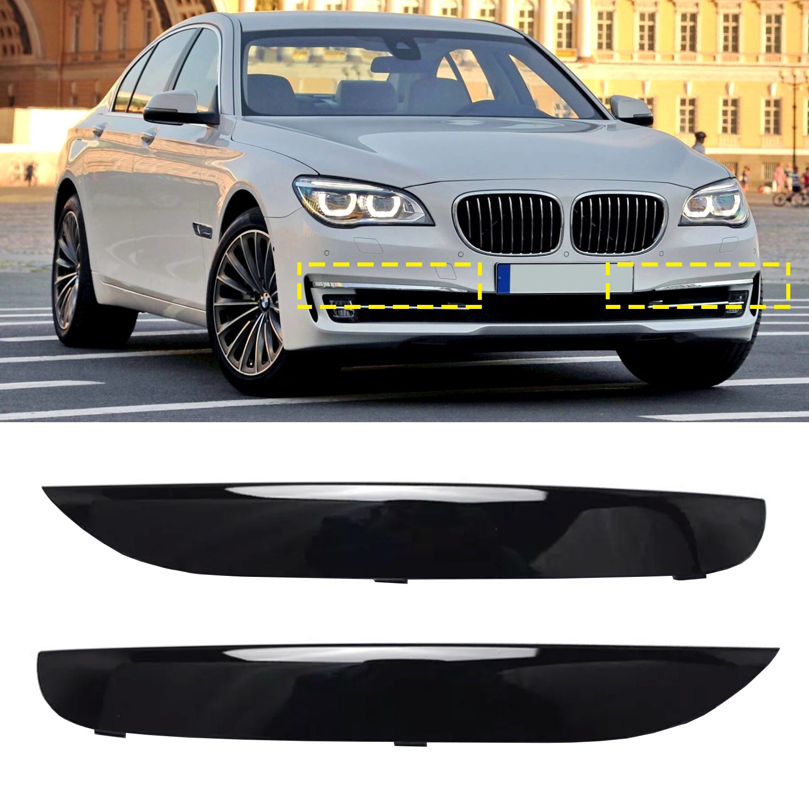 2009-2015 BMW Série 7 F01 F02 2x Garnitures de moulage de pare-chocs avant M Sport