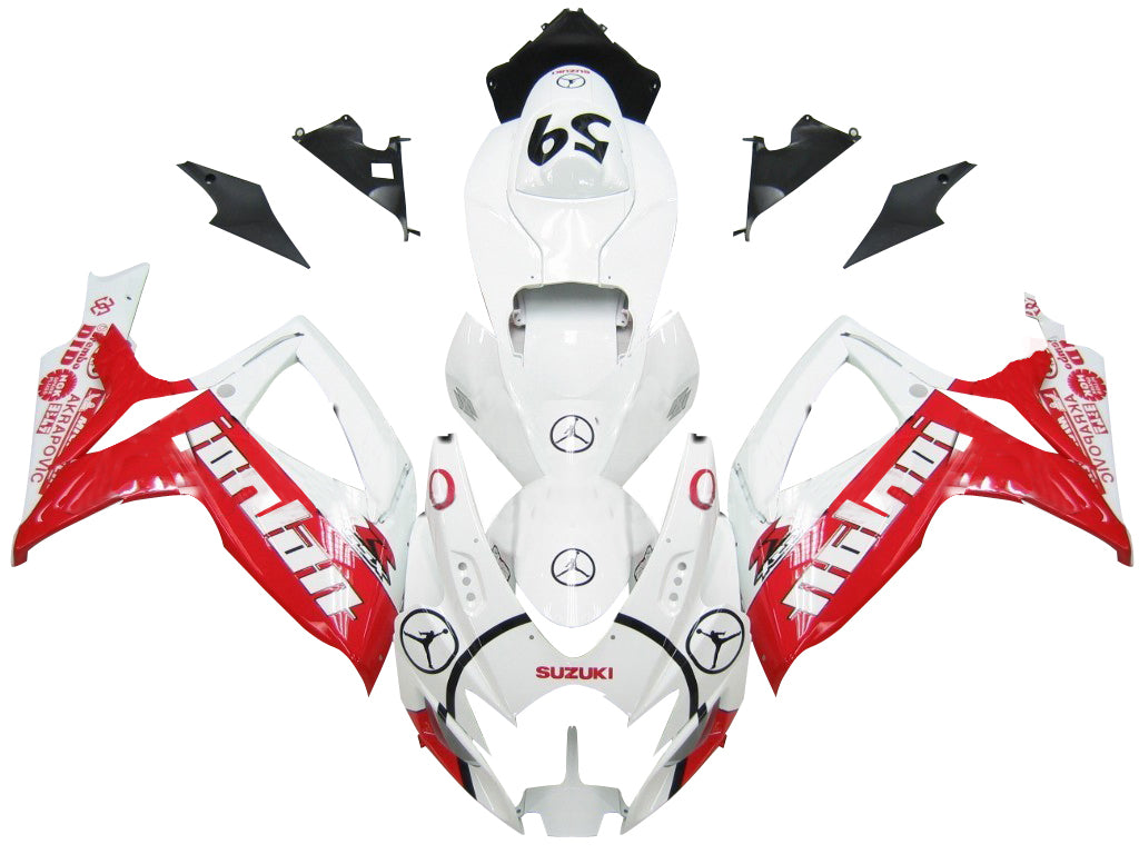 2006-2007 Suzuki GSXR 600 750 White & Red Jordan Racing Fairings Generic