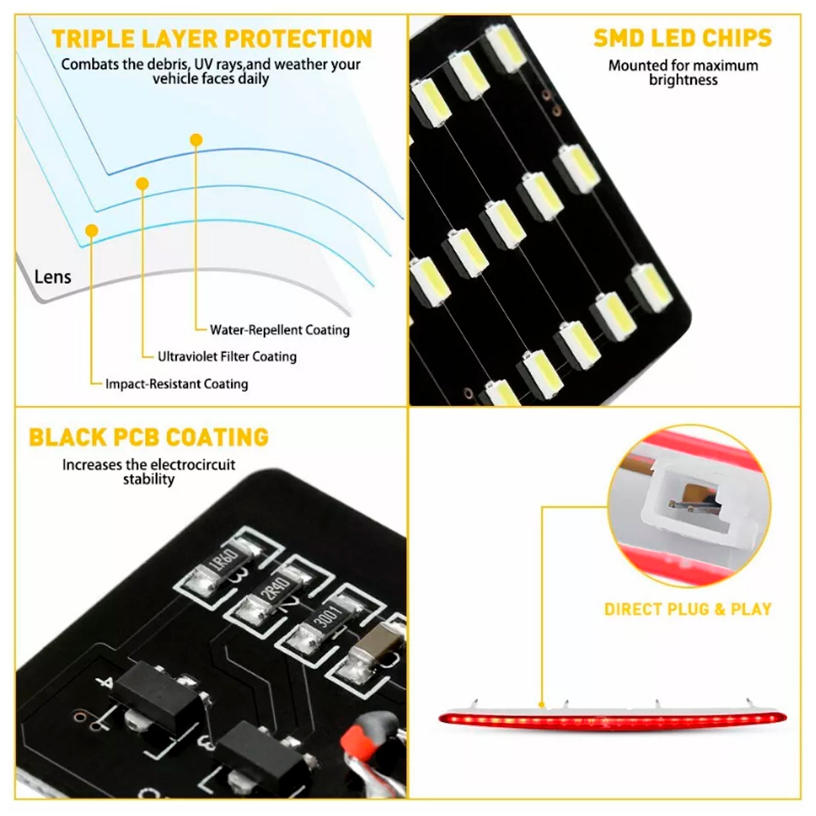 Rött tredje bromsstoppljus 63257164978 För BMW 1-serie 128i 135i M E82 E88