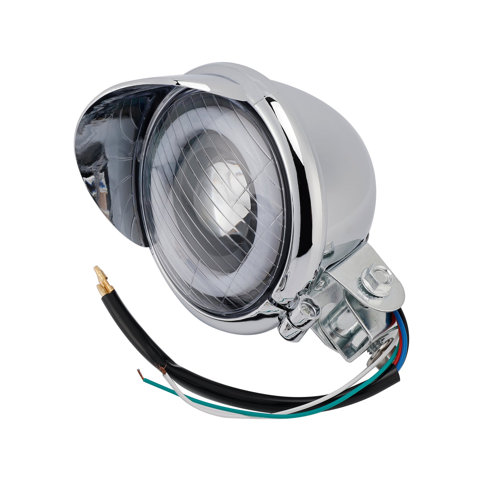 Motorcycle Beam Headlight Fog lampe personnalisée Chrome # D17 pour Racer Bobber Chopper