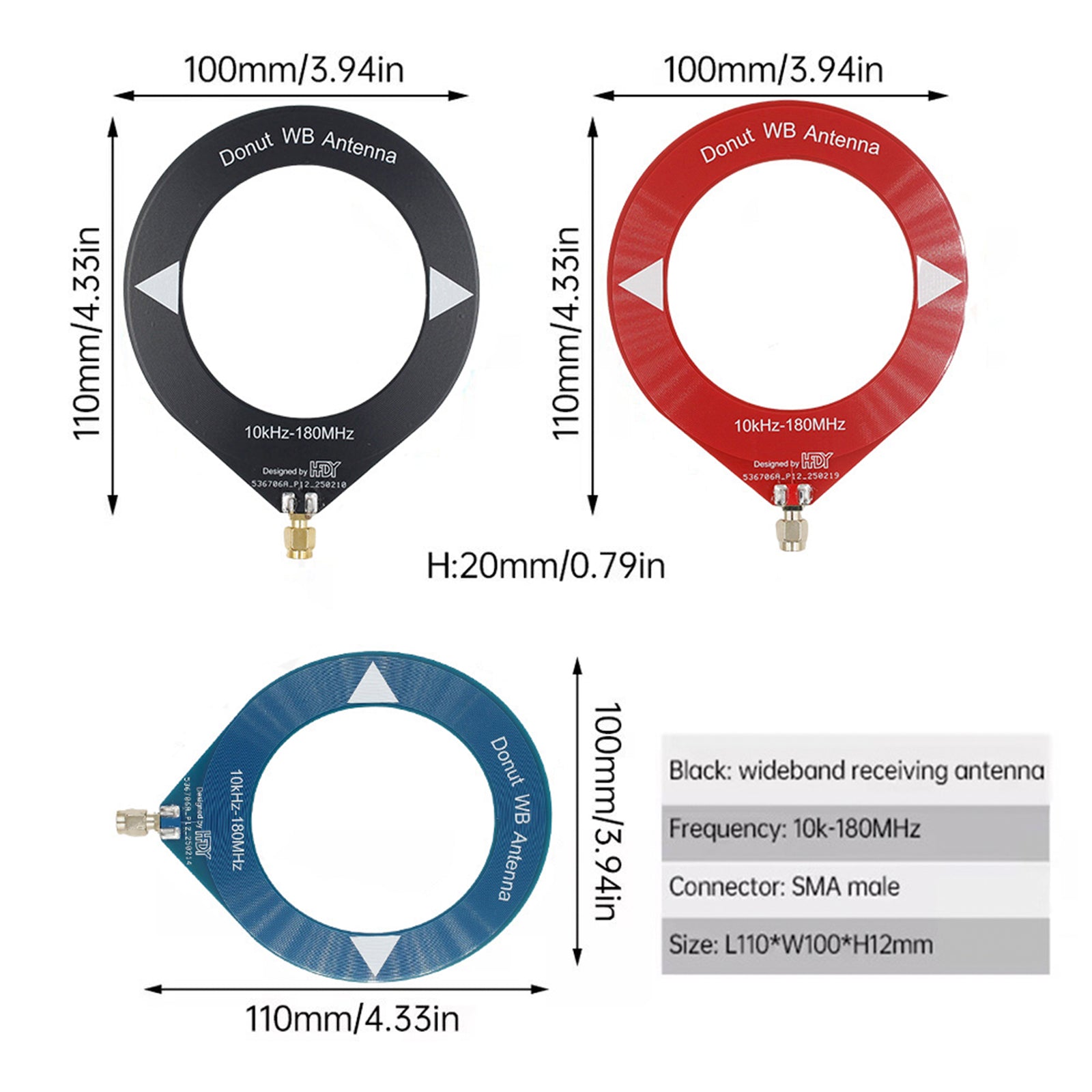 Antenne donut à anneau de couverture pleine bande 10 kHz-180 MHz, ondes courtes/moyennes SDR