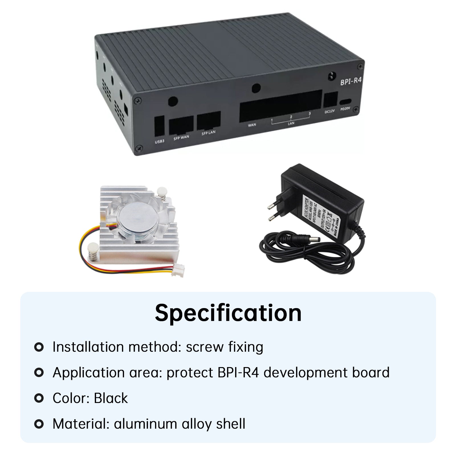 Banana Pi R4 coque métallique dédiée coque de protection en alliage d'aluminium avec radiateur