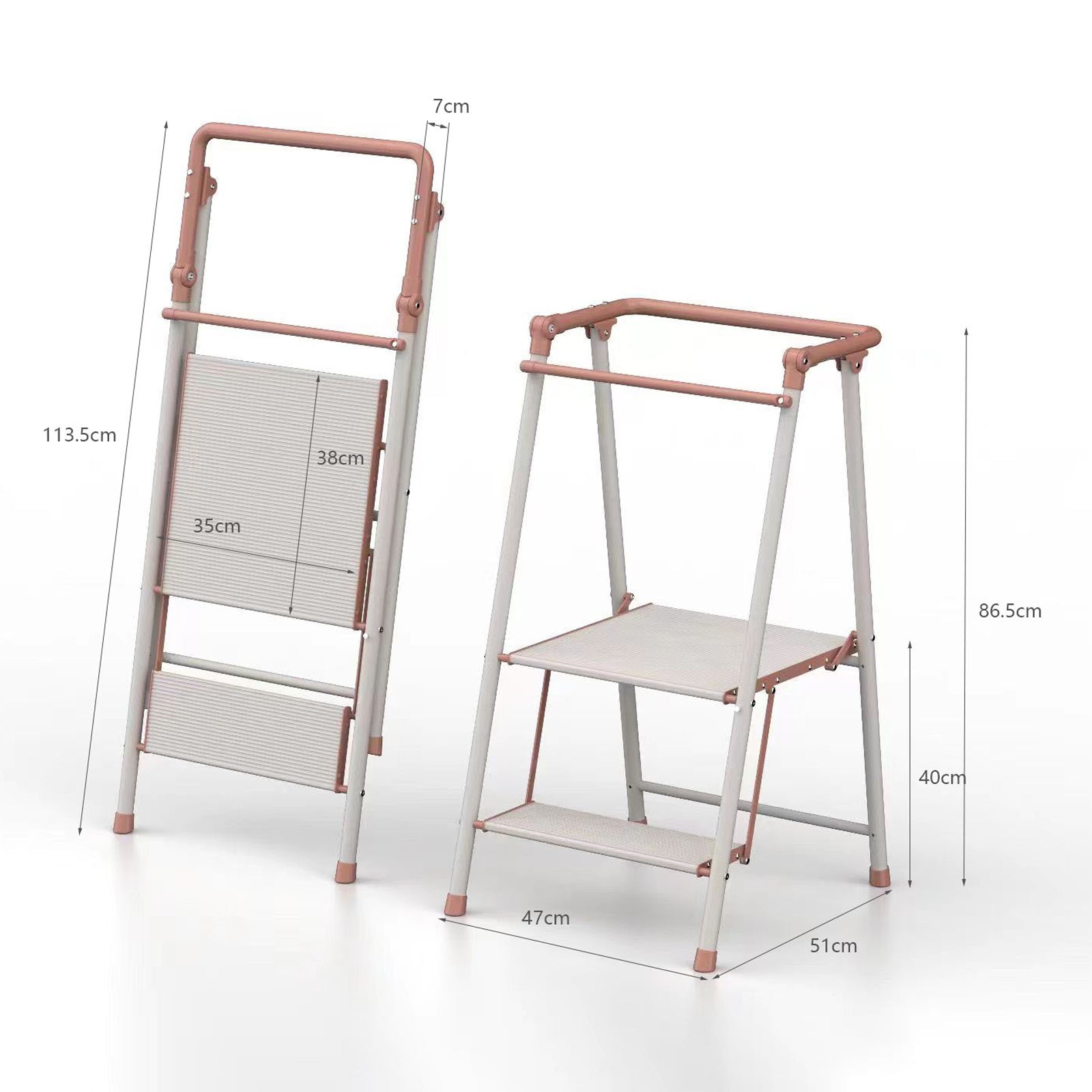 2-staps keukenstepper opklapbare opstapkruk voor volwassenen, opklapbaar voor kinderen