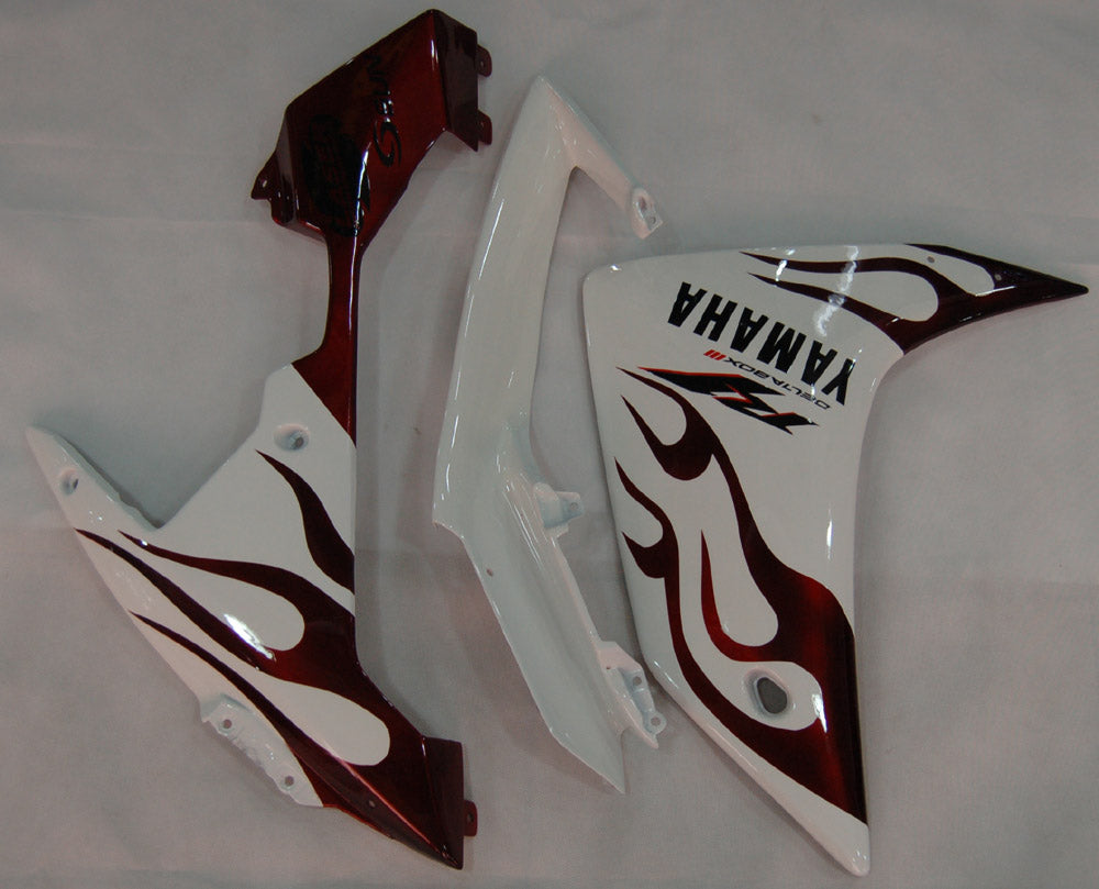 2007-2008 Yamaha YZF-R1 White & Dark Red Flame Racing Fairings Generic