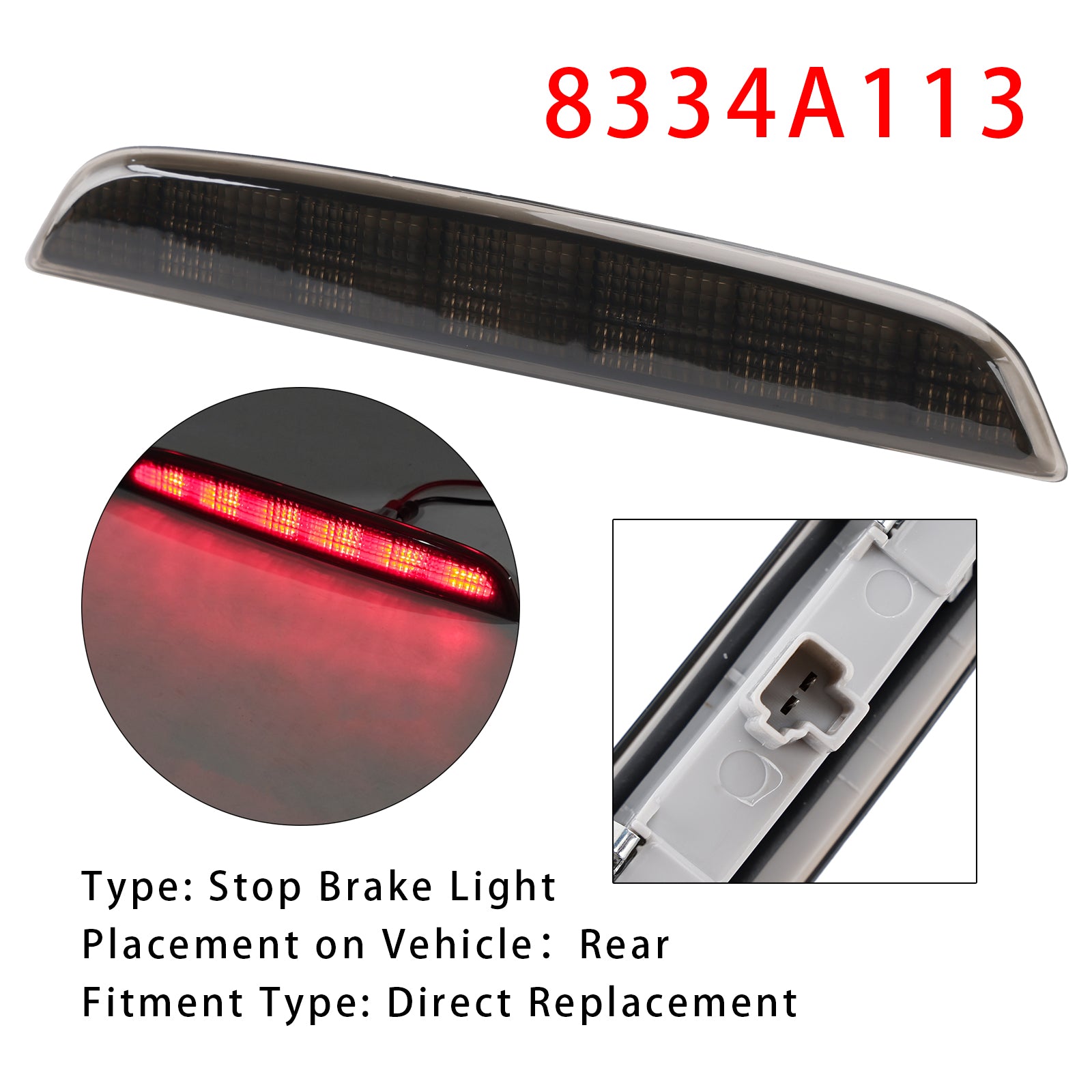 2013-2016 Mitsubishi Outlander High Mount LED Stop Brake Light 8334A113 Black