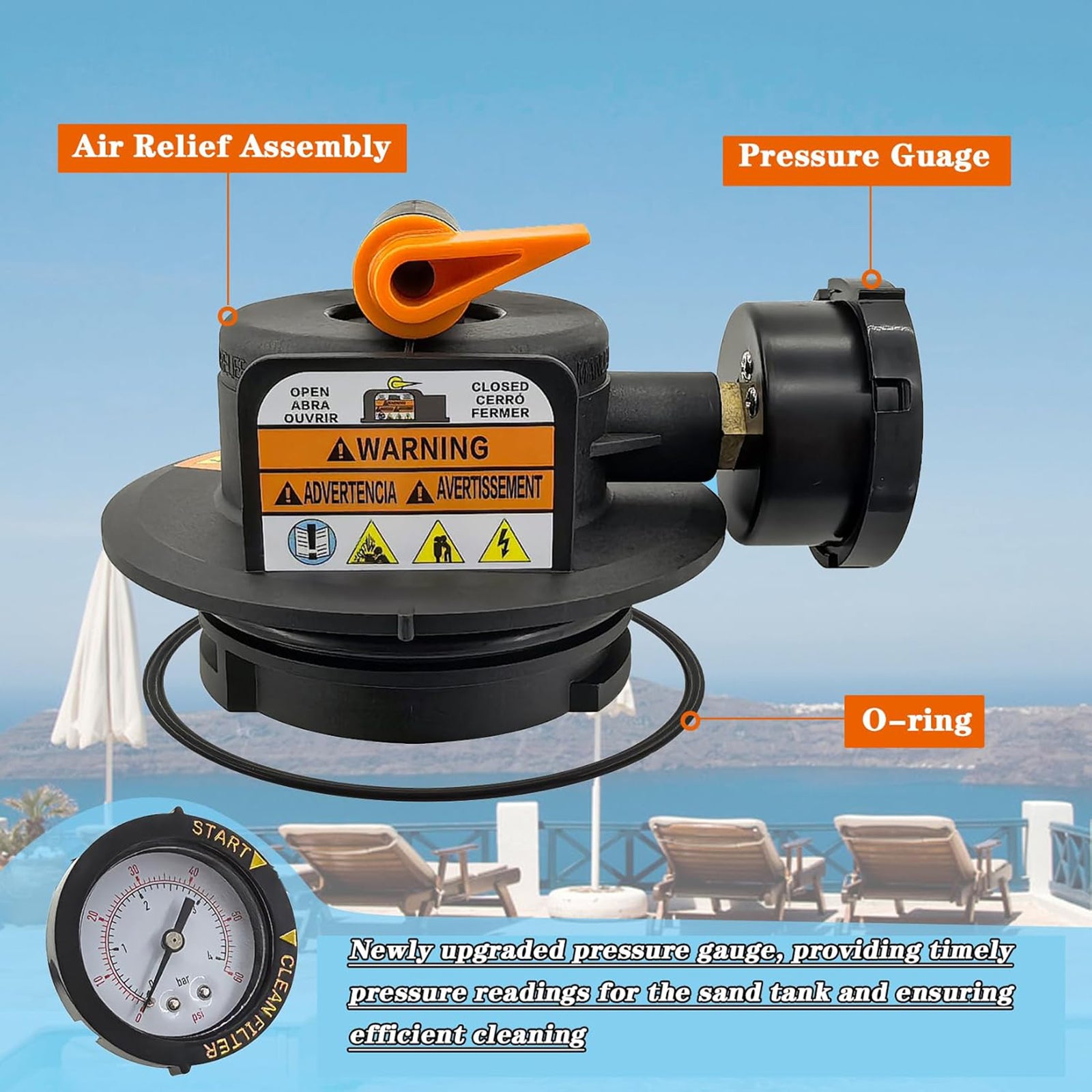 Manuell luftavlastningsenhet DEX2420MAR2 for patronpoolfilter